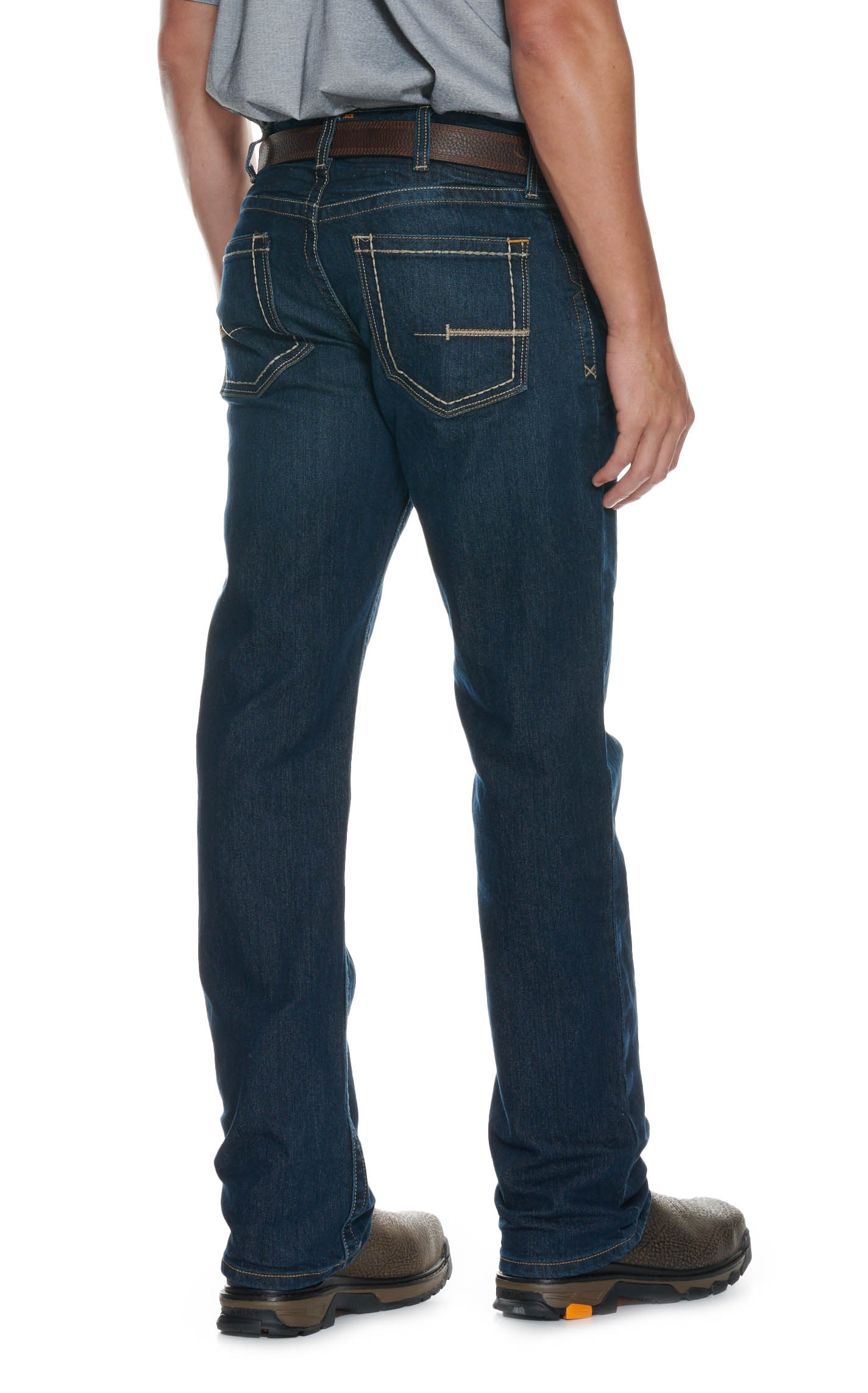 Ariat Men's Rebar M4 DuraStretch Dark Wash Relaxed Fit Boot Cut Work Jeans - Image 1