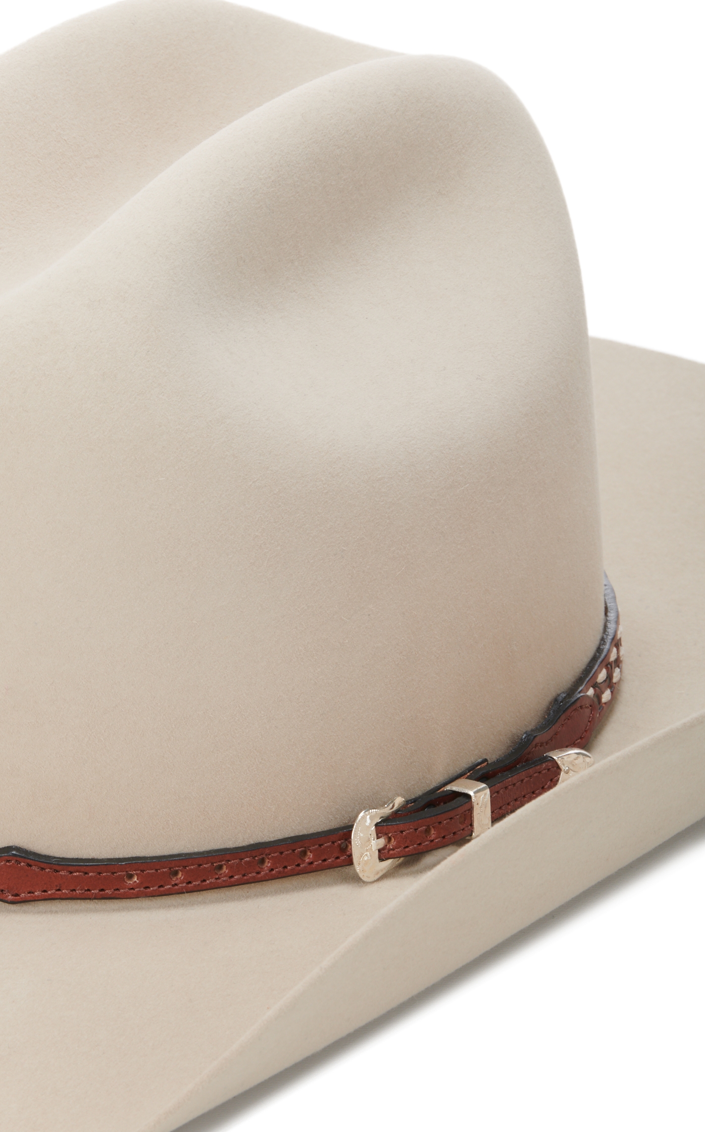 Twister Tan Brown Tooled with Thick White Stitching Hatband - Image 1