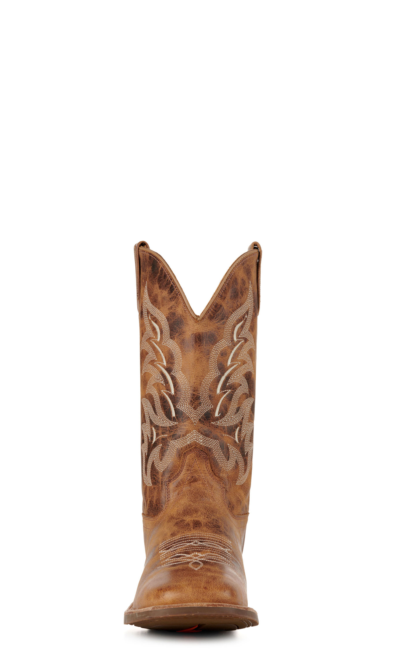 Old West Men's Burnt Tan Wide Square Toe Cowboy Boots - Image 1