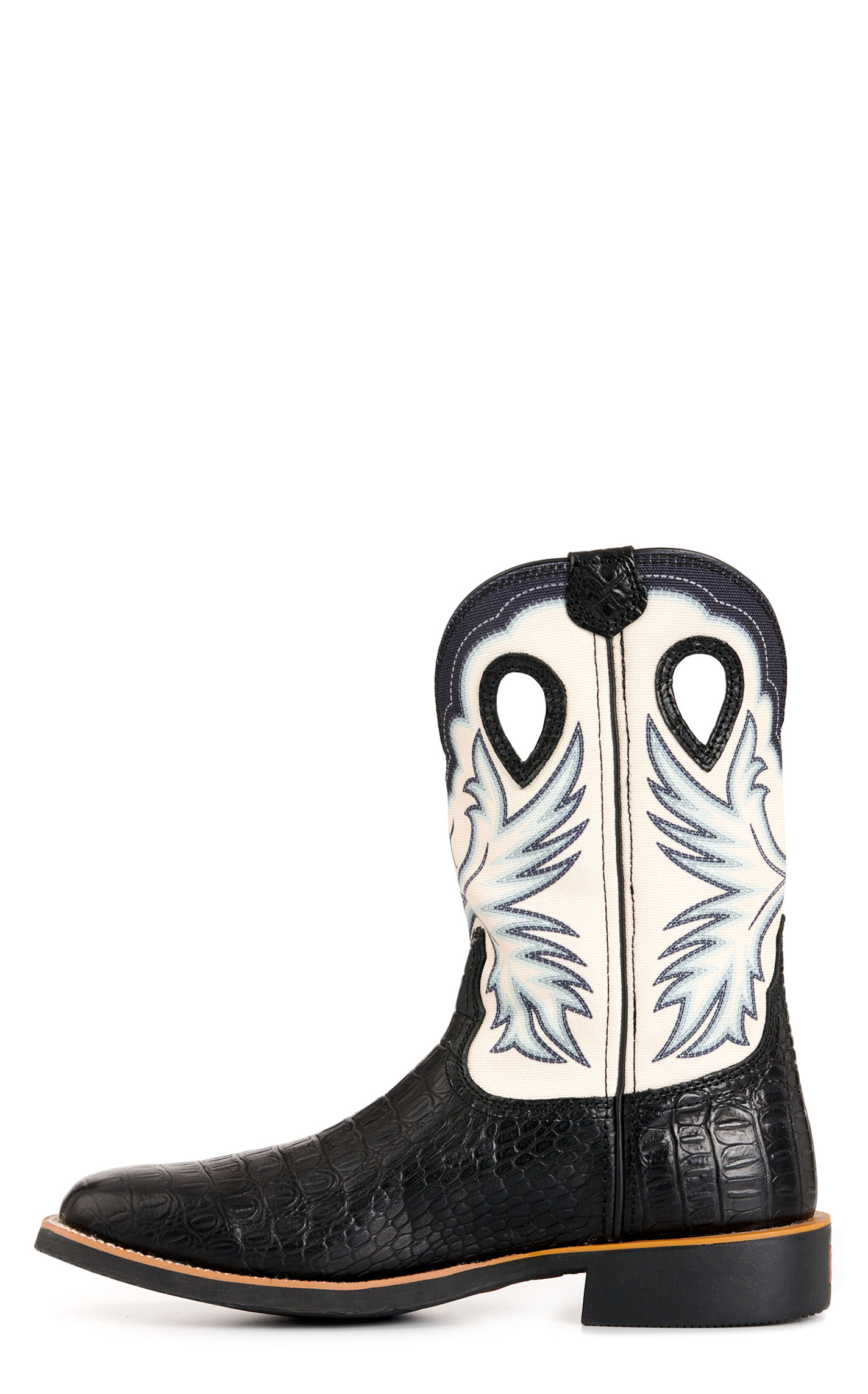 Twisted X Men's Tech X Black Caiman Print and Bone Wide Square Toe Cowboy Boots - Image 1