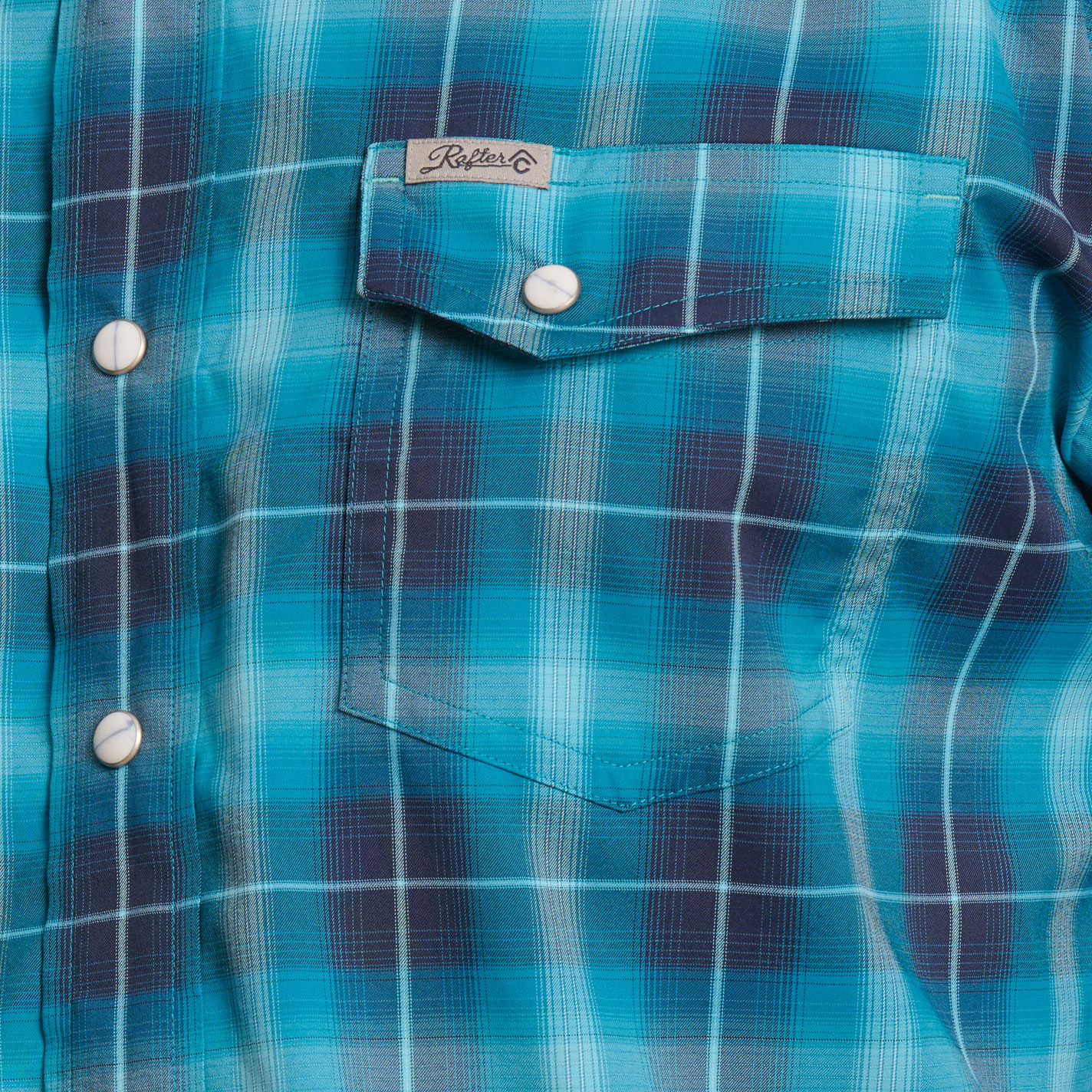 Rafter C Outdoors Men's Blue Plaid Lefty Fishing Shirt - Image 1