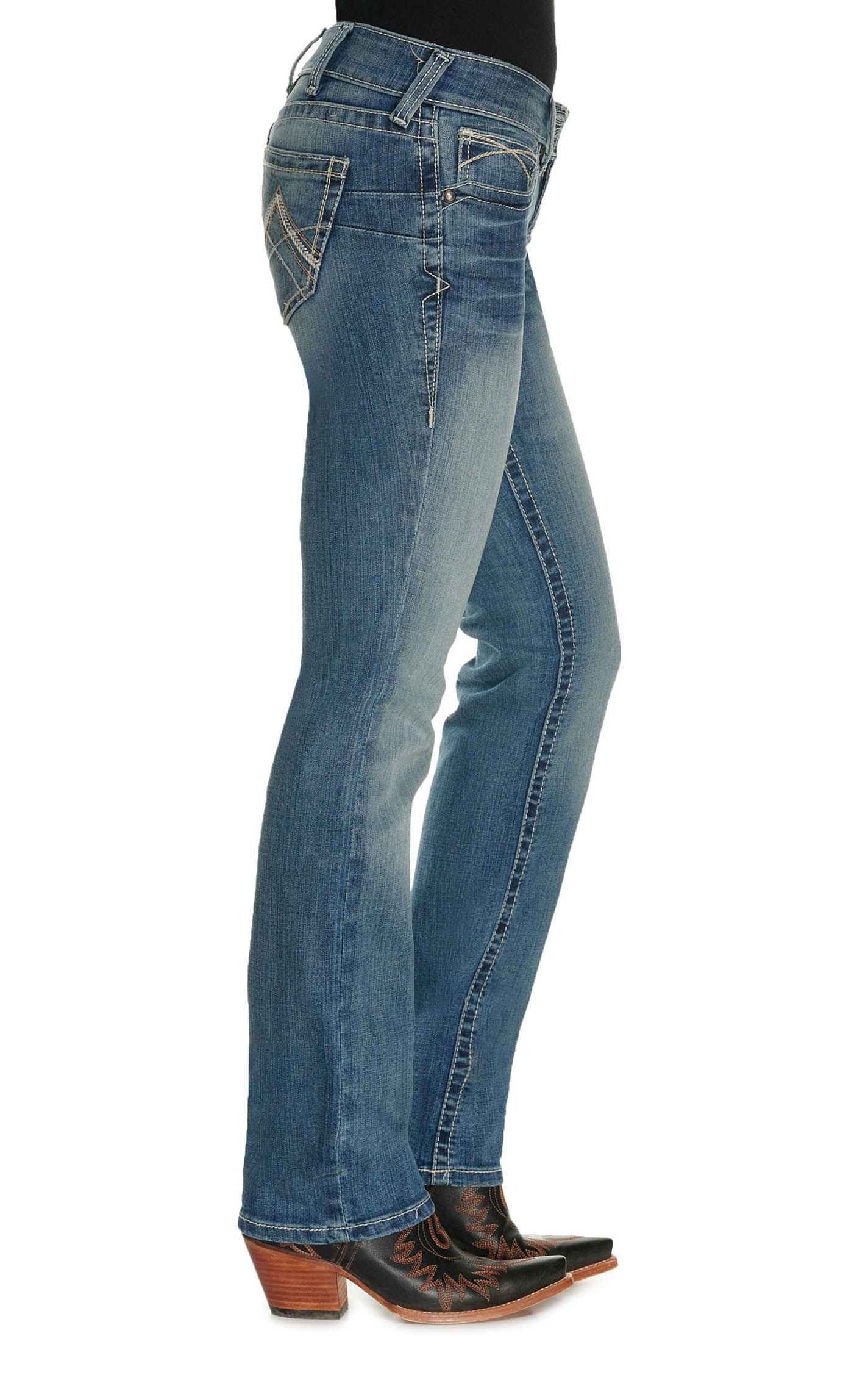 Ariat Women's Real Rainstorm Medium Wash Straight Leg Jeans - Image 1