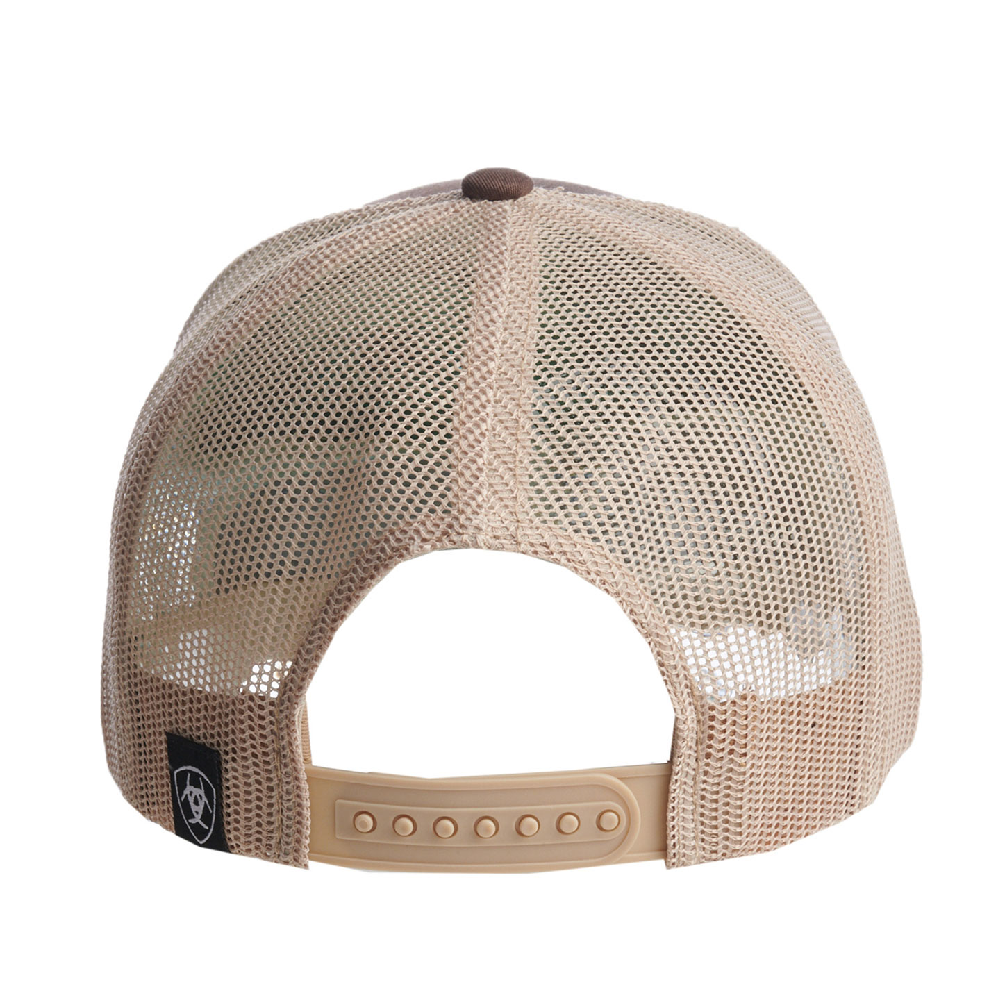 Ariat Brown and Khaki Embroidered Logo Snap Back Cap - Image 1
