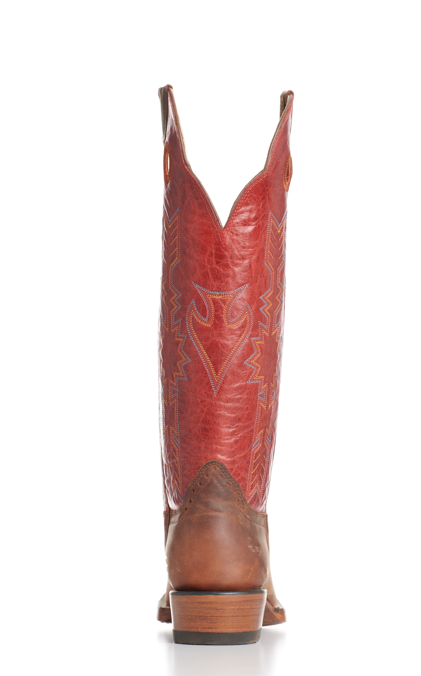 Hondo Men's Legend Waxy Brown and Red Wide Square Toe Buckaroo Cowboy Boots - Image 1