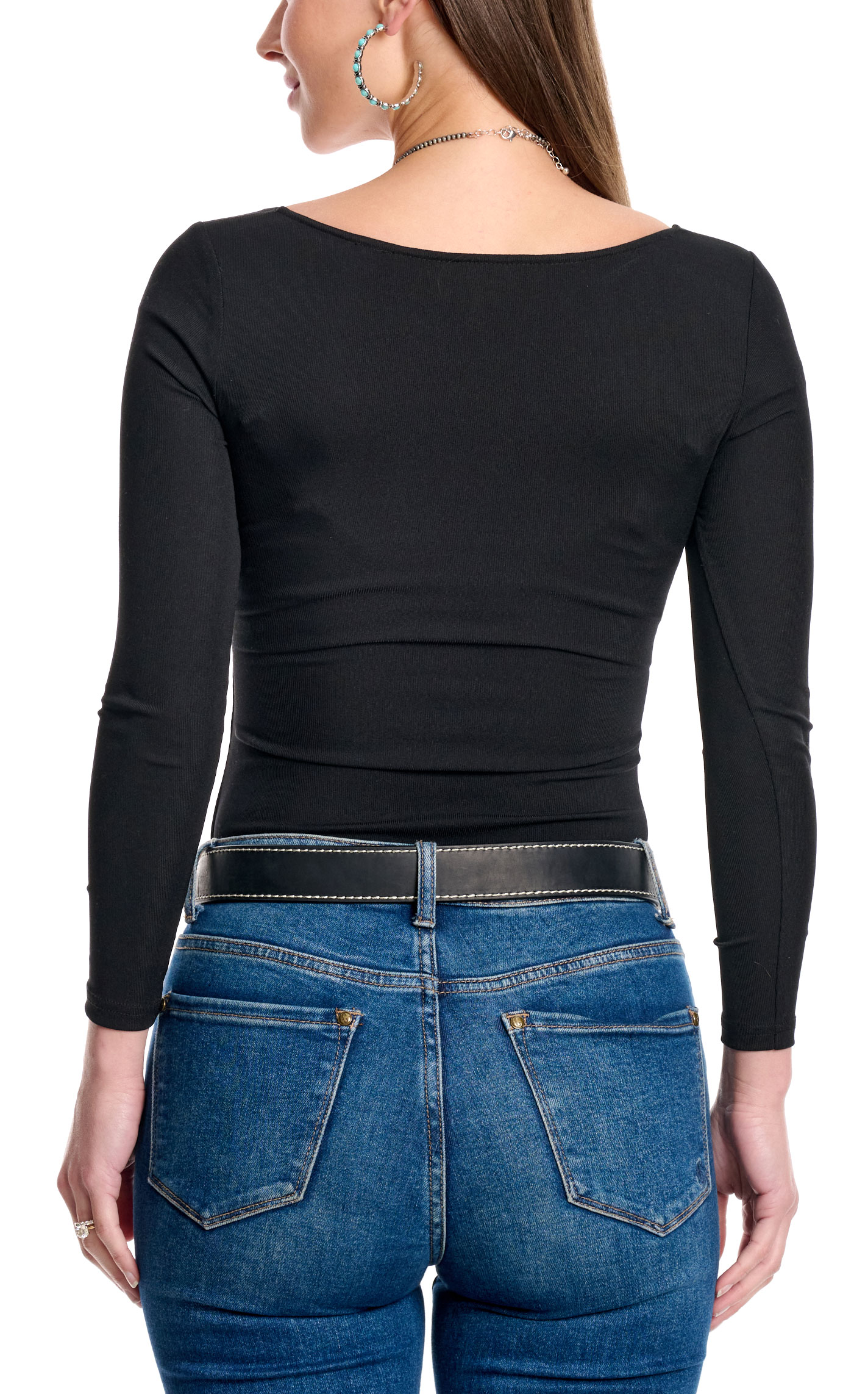 Rockin' C Women's Black Tiny Ribbed Bodysuit - Image 1