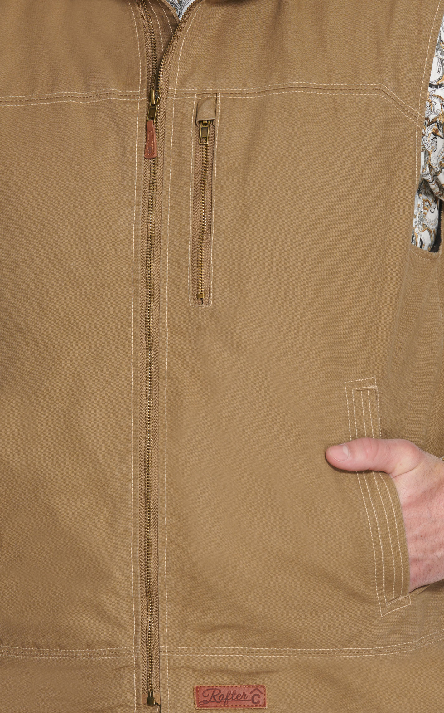 Rafter C Men's Khaki Light Canvas Vest - Image 1