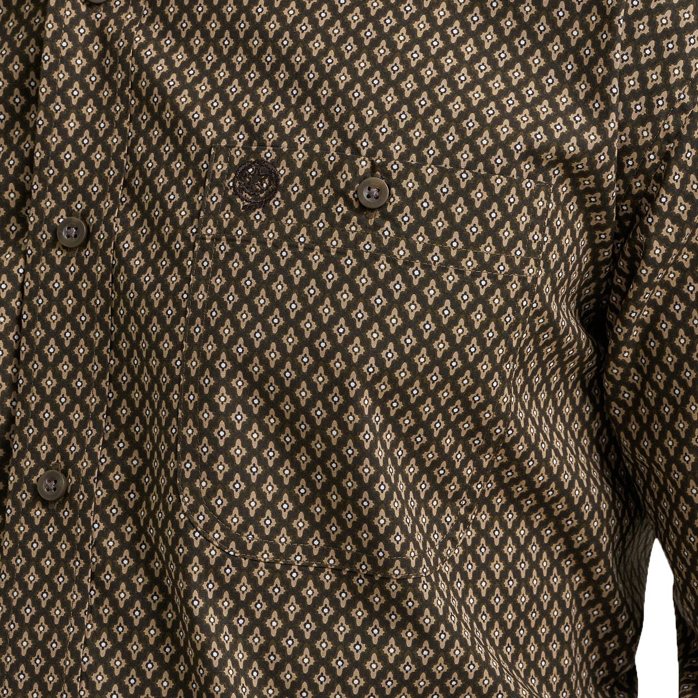 George Strait Men's Brown & Tan Geo Print Western Shirt - Image 1