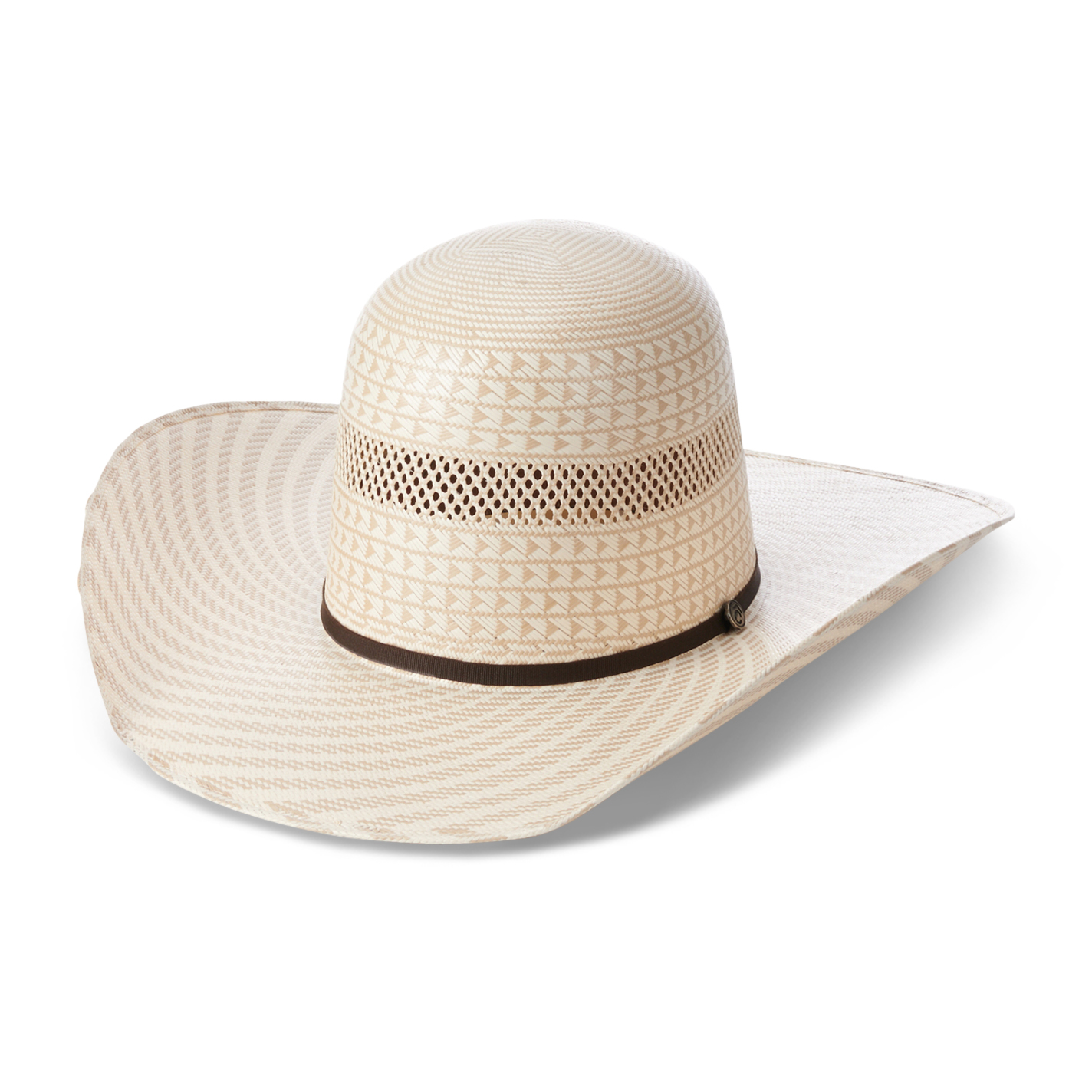 Rafter C Ivory and Tan Swirl Shantung Open Crown Cowboy Hat - Image 1