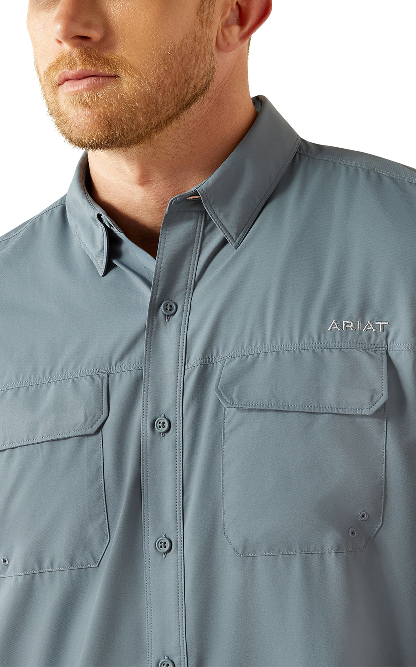 Ariat Men's VentTEK Outbound Newsboy Blue-Gray Shirt - Image 1