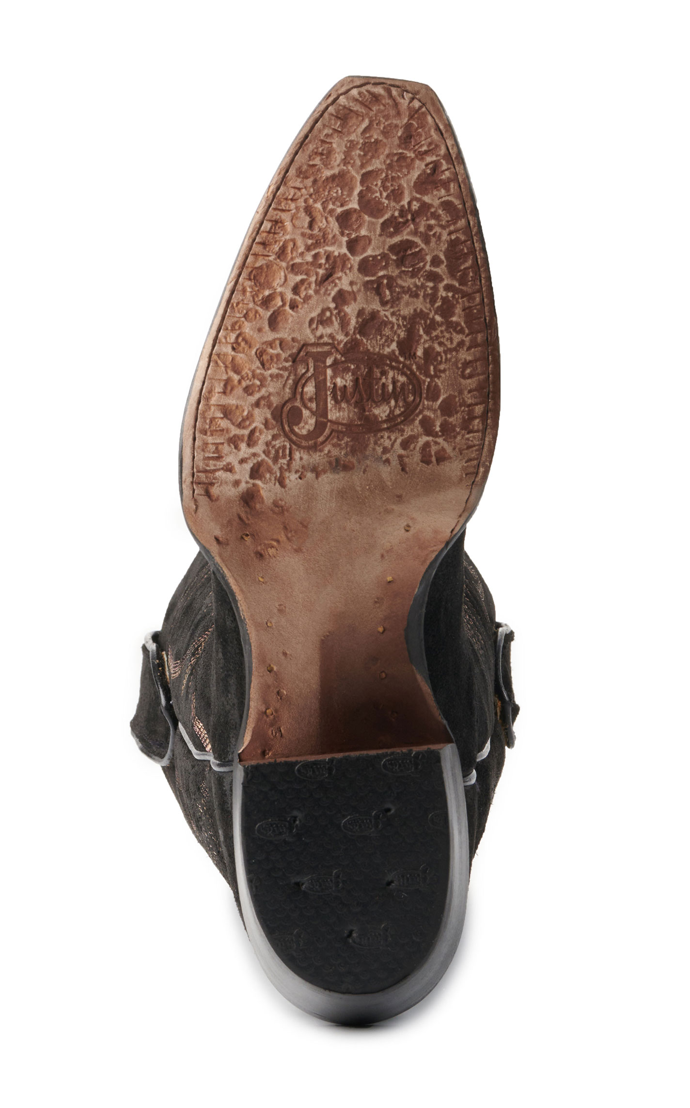 Justin Women's Clara Black Suede Medium Round Toe Tall Cowboy Boots - Image 1
