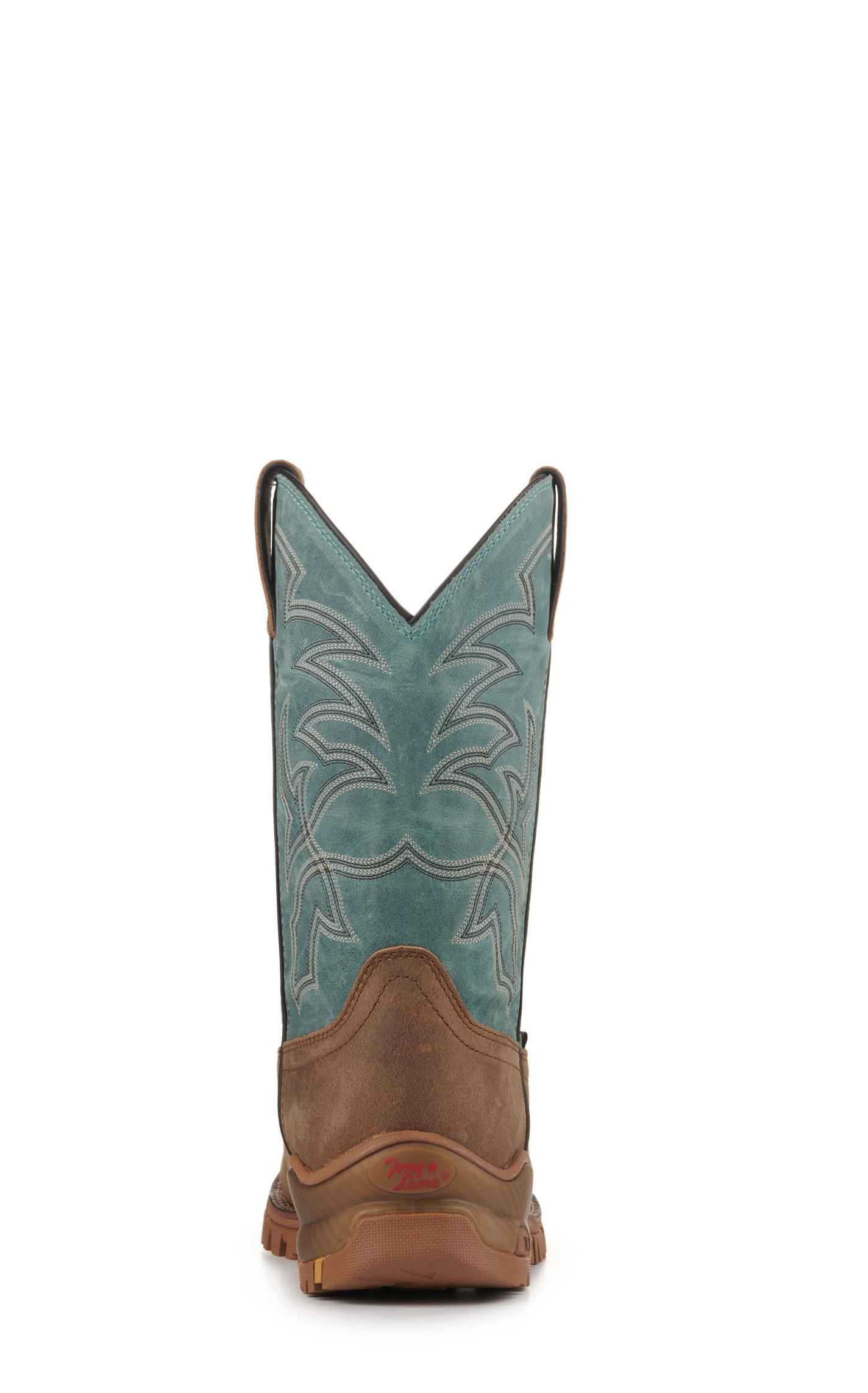Tony Lama Men's Ash Gray and Mineral Blue Wide Square Steel Toe Work Boot - Image 1