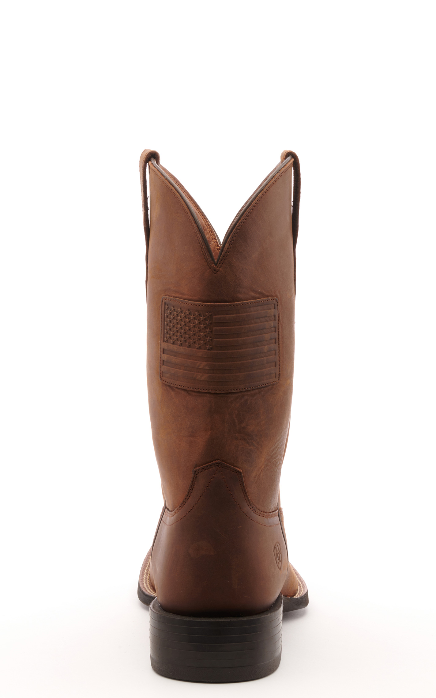 Ariat Men's Sport Patriot II Distressed Tan with Flag Patch Wide Square Toe Cowboy Boots - Image 1