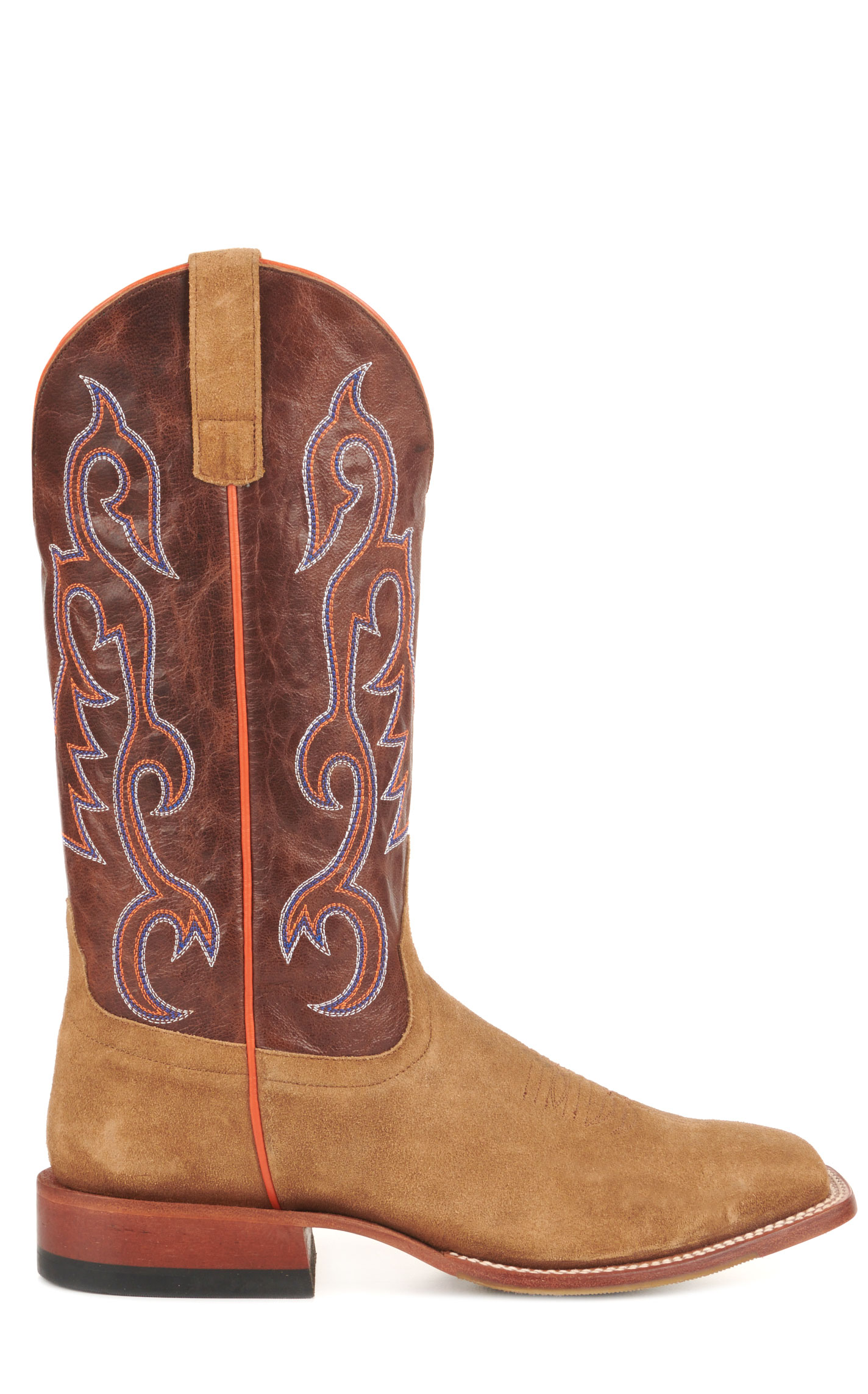 Anderson Bean Men's Horse Power Camel Roughout and Chocolate Wide Square Toe Cowboy Boots - Image 1