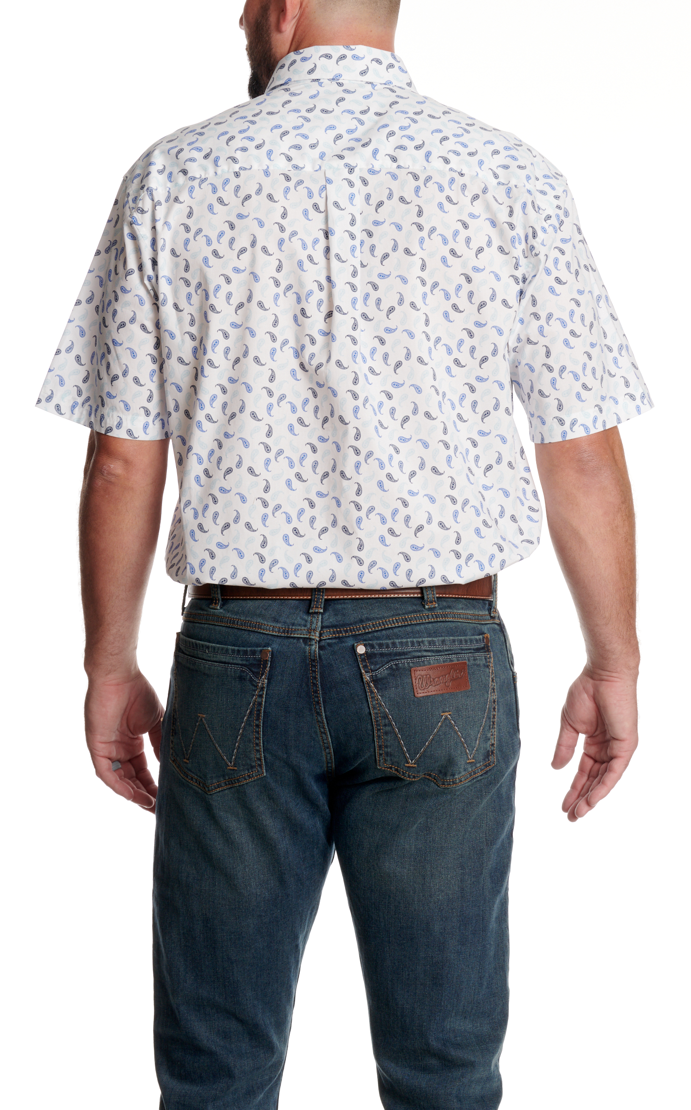 George Strait Men's White & Navy Paisley Print Western Shirt - Image 1