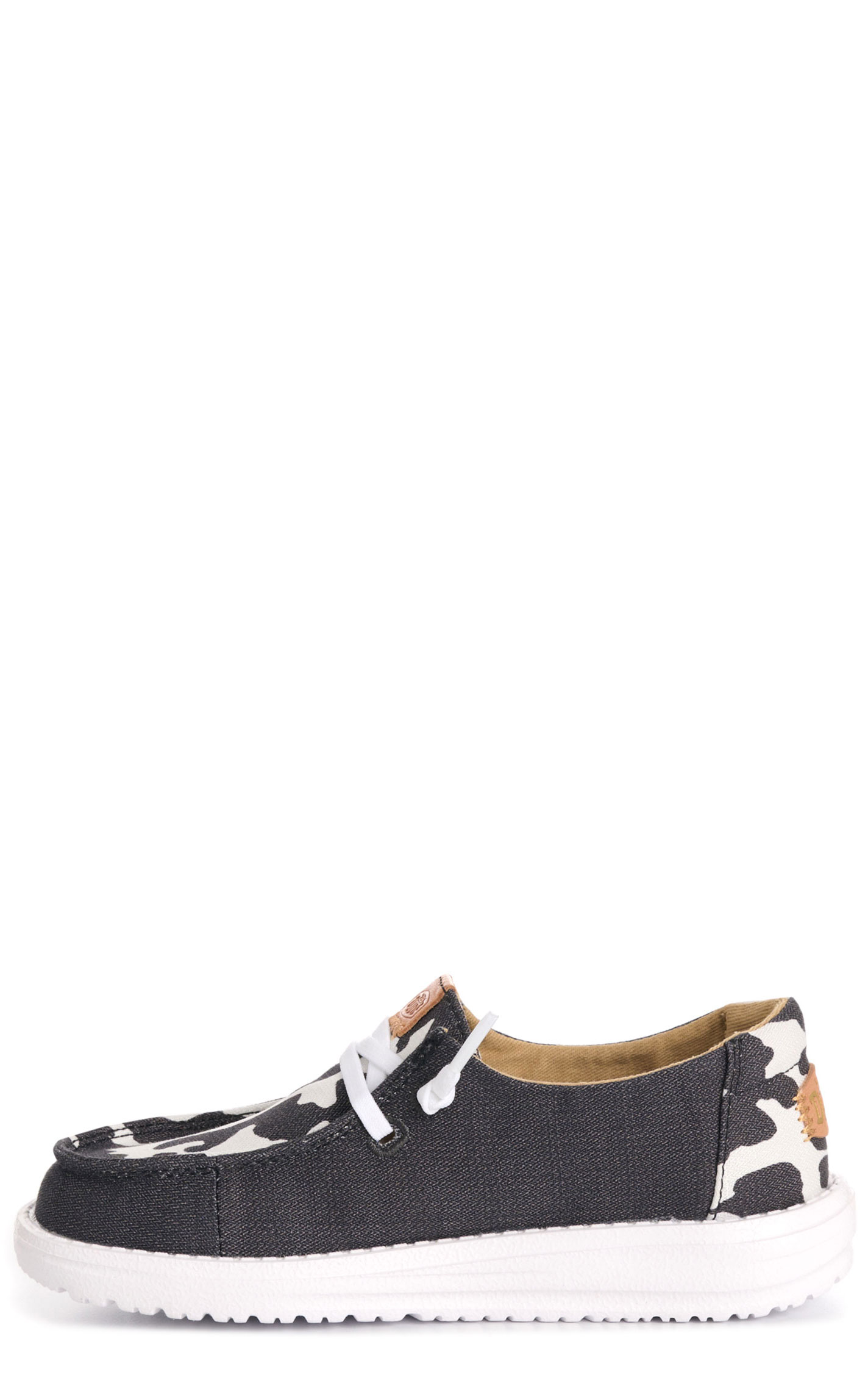 Hey Dude Girl's Wendy Cow Print Moc Toe Lace Up Casual Shoes - Image 1