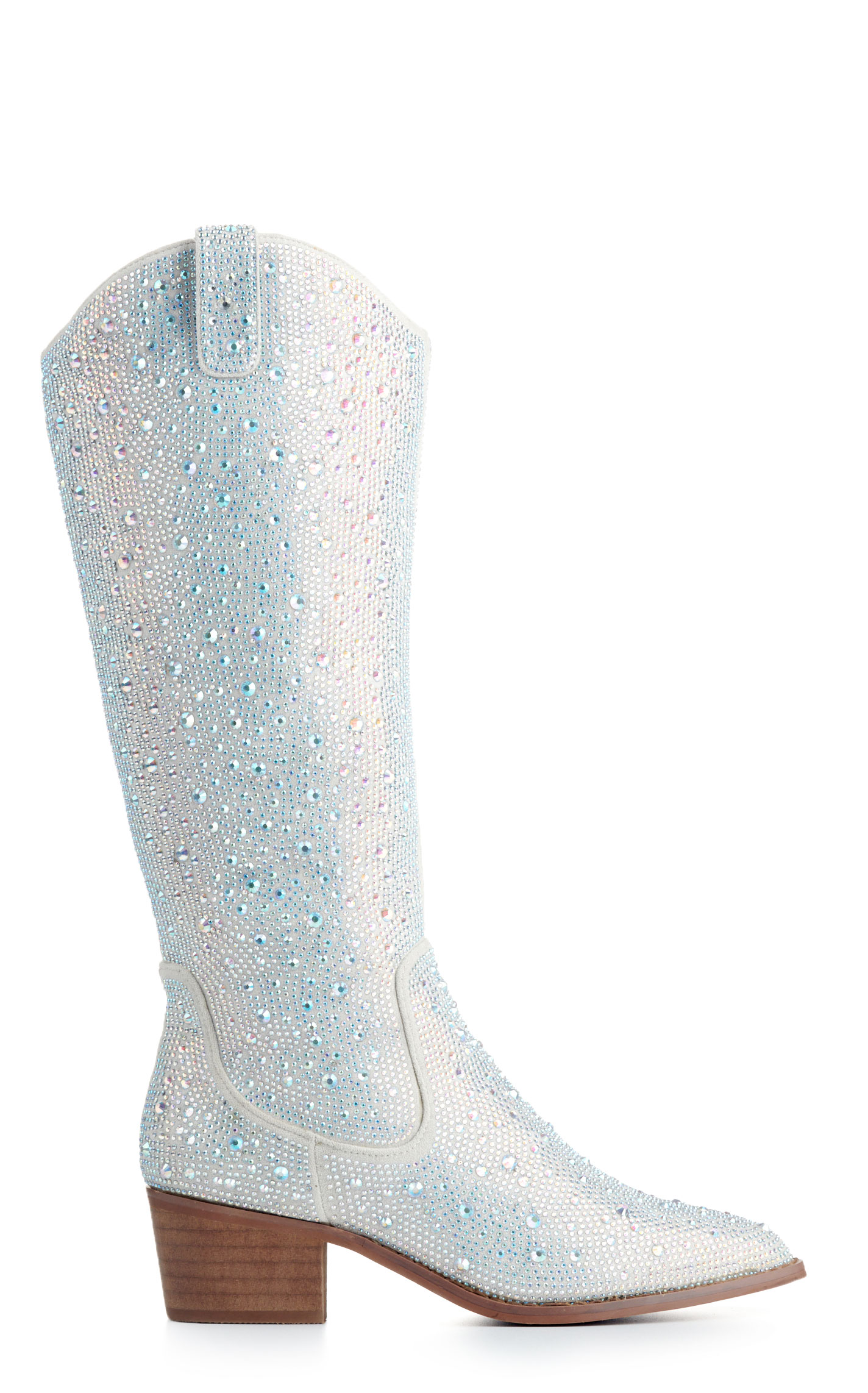 Very G Women's Kady Silver with Clear Rhinestone Tall Snip Toe Cowboy Boots - Image 1