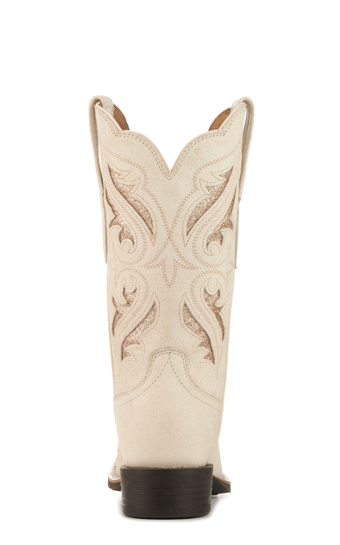 Ariat Women's Round Up Bliss Distressed Ivory with Gold Glitter Wide Square Toe Cowboy Boots - Image 1