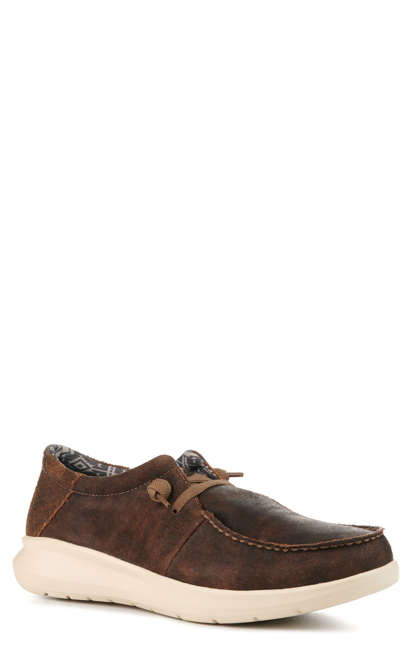 Ariat Men's Hilo Western Brown Leather Moc Toe Casual Shoes - Image 1