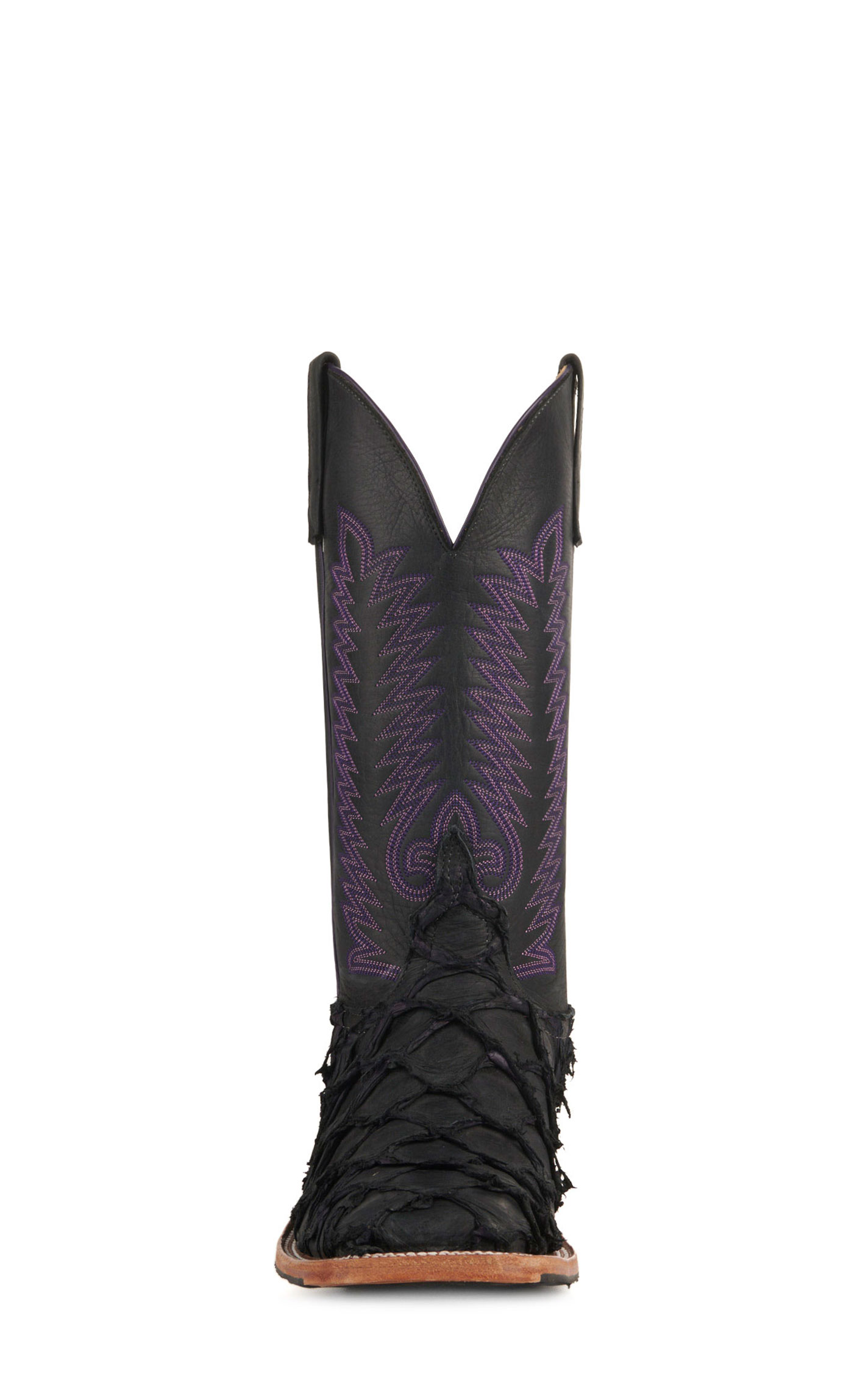 Anderson Bean Men's Black Pirarucu Wide Square Toe Exotic Cowboy Boots - Image 1