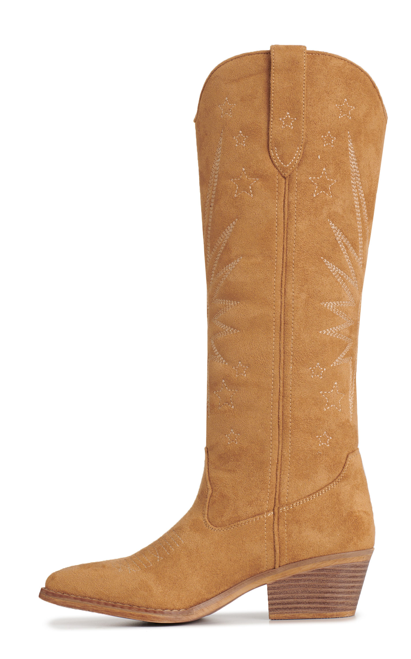Roper Women’s Tan Faux Suede Star Snip Toe Cowboy Boots - Image 1
