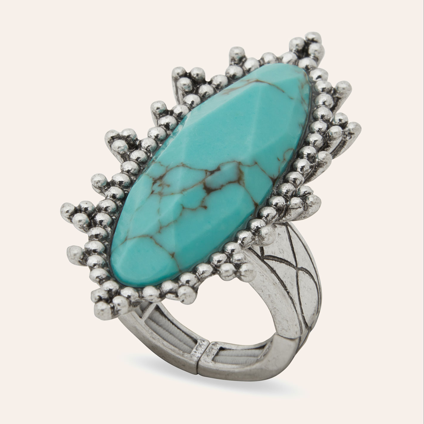 Lainey Wilson Silver & Turquoise Oval Stone Adjustable Ring - Image 1