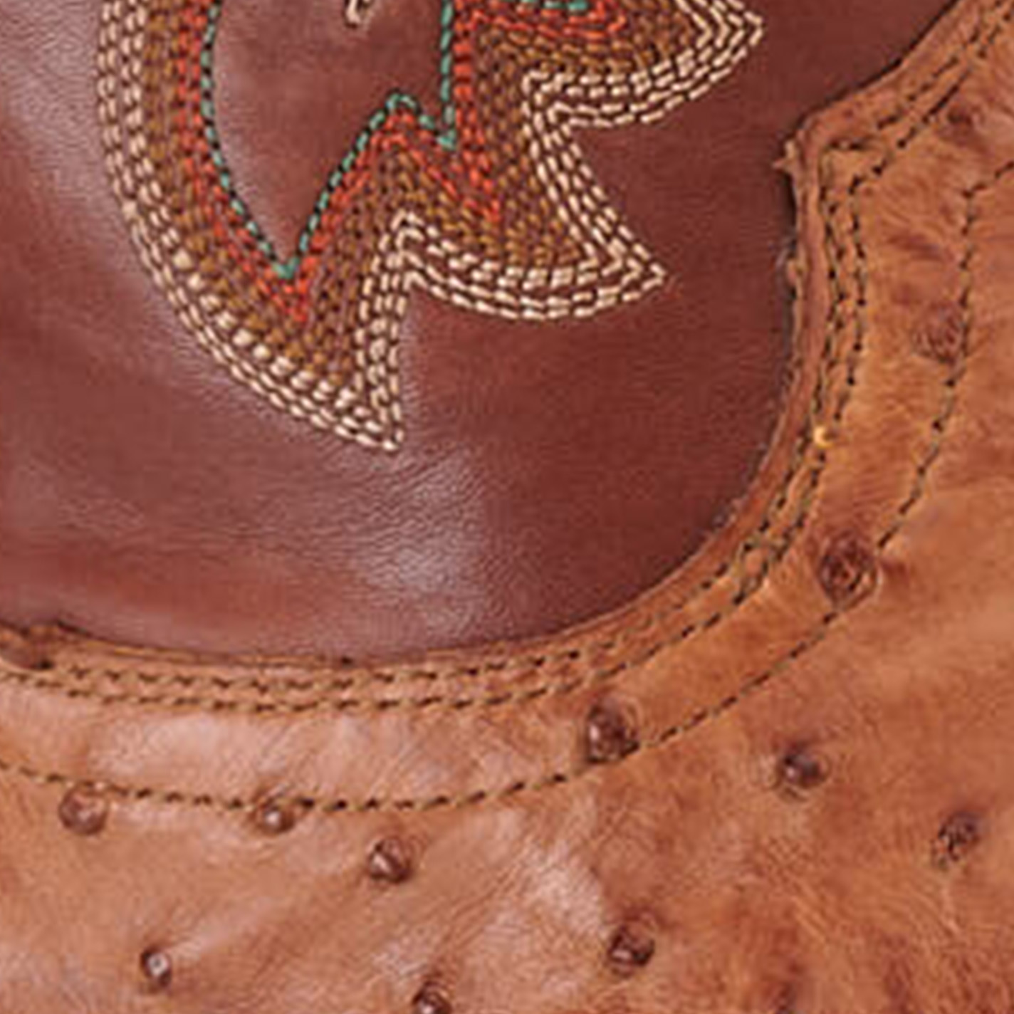 Lucchese Men's Tan and Barnwood Full Quill Ostrich Square Toe Exotic Cowboy Boots - Image 1