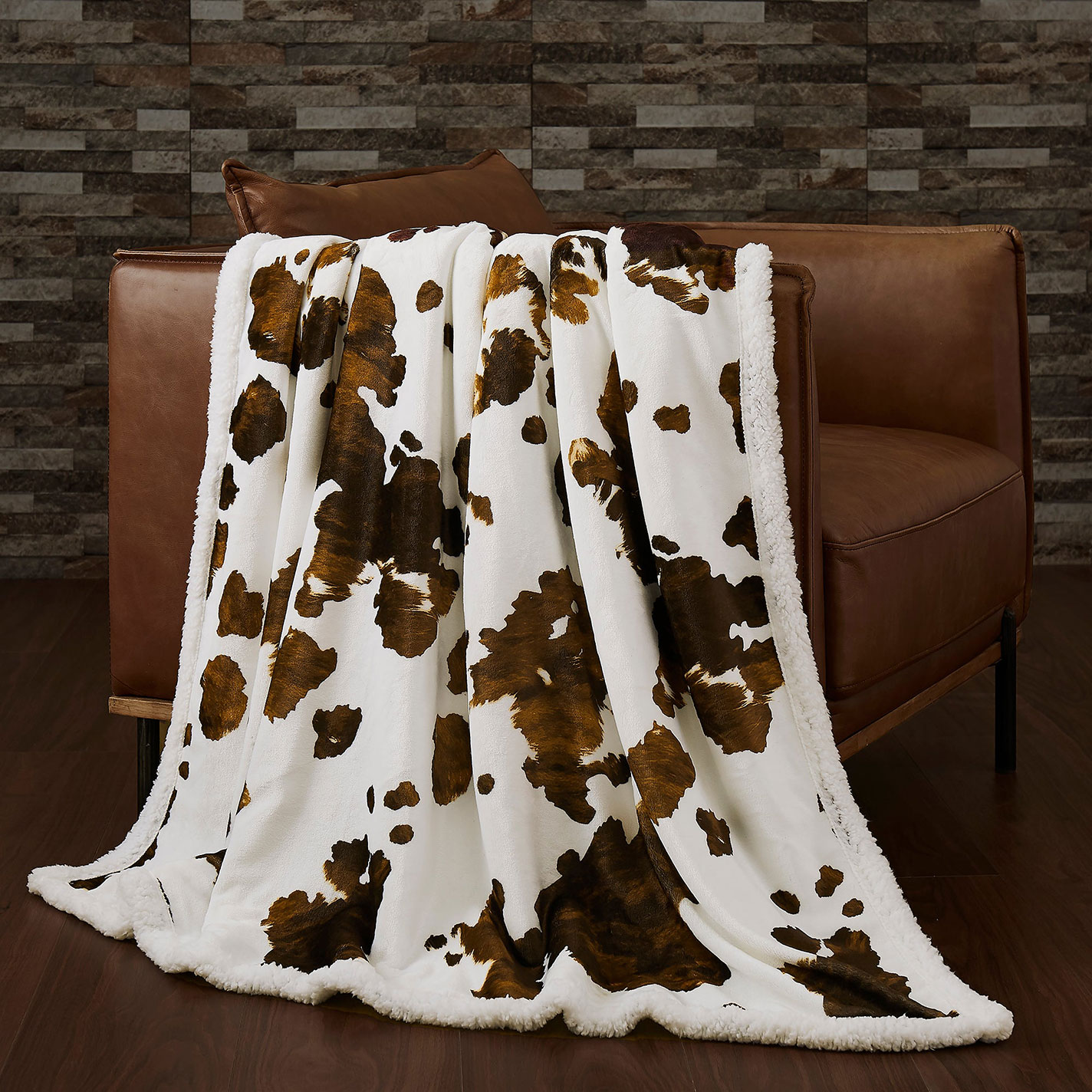 Indigo Hill Elsa Cowhide Campfire Sherpa Throw - Image 2
