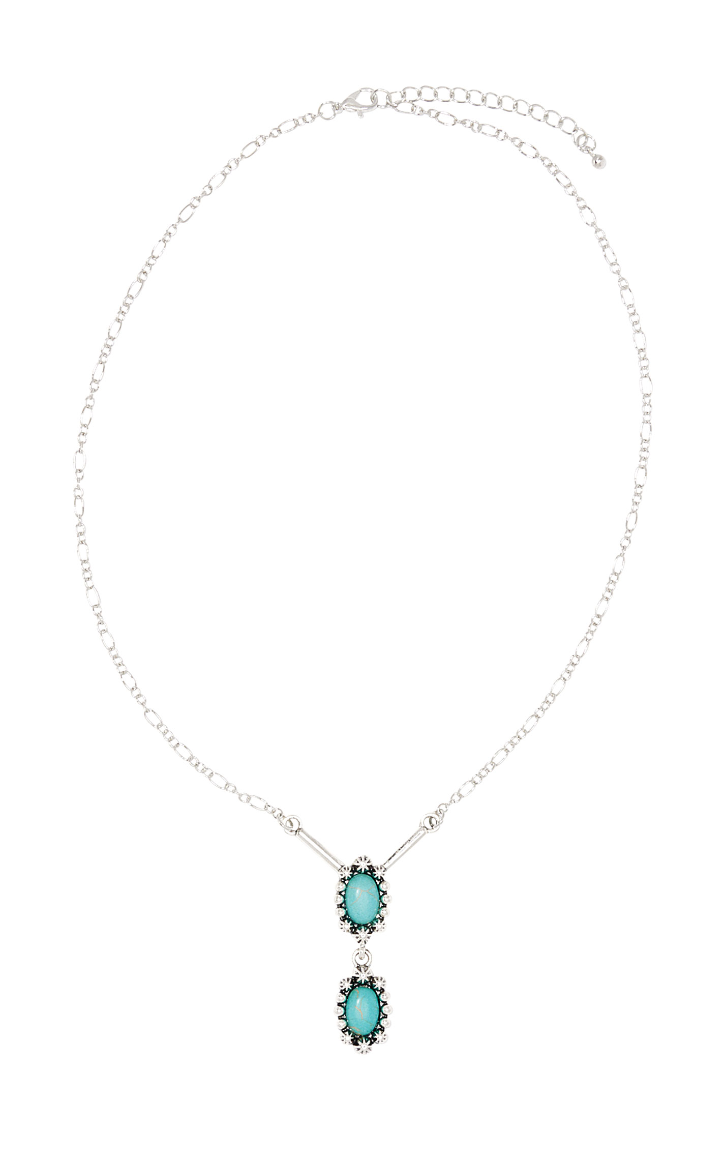 Southern Grace Silver & Turquoise Dainty Drop Necklace - Image 2