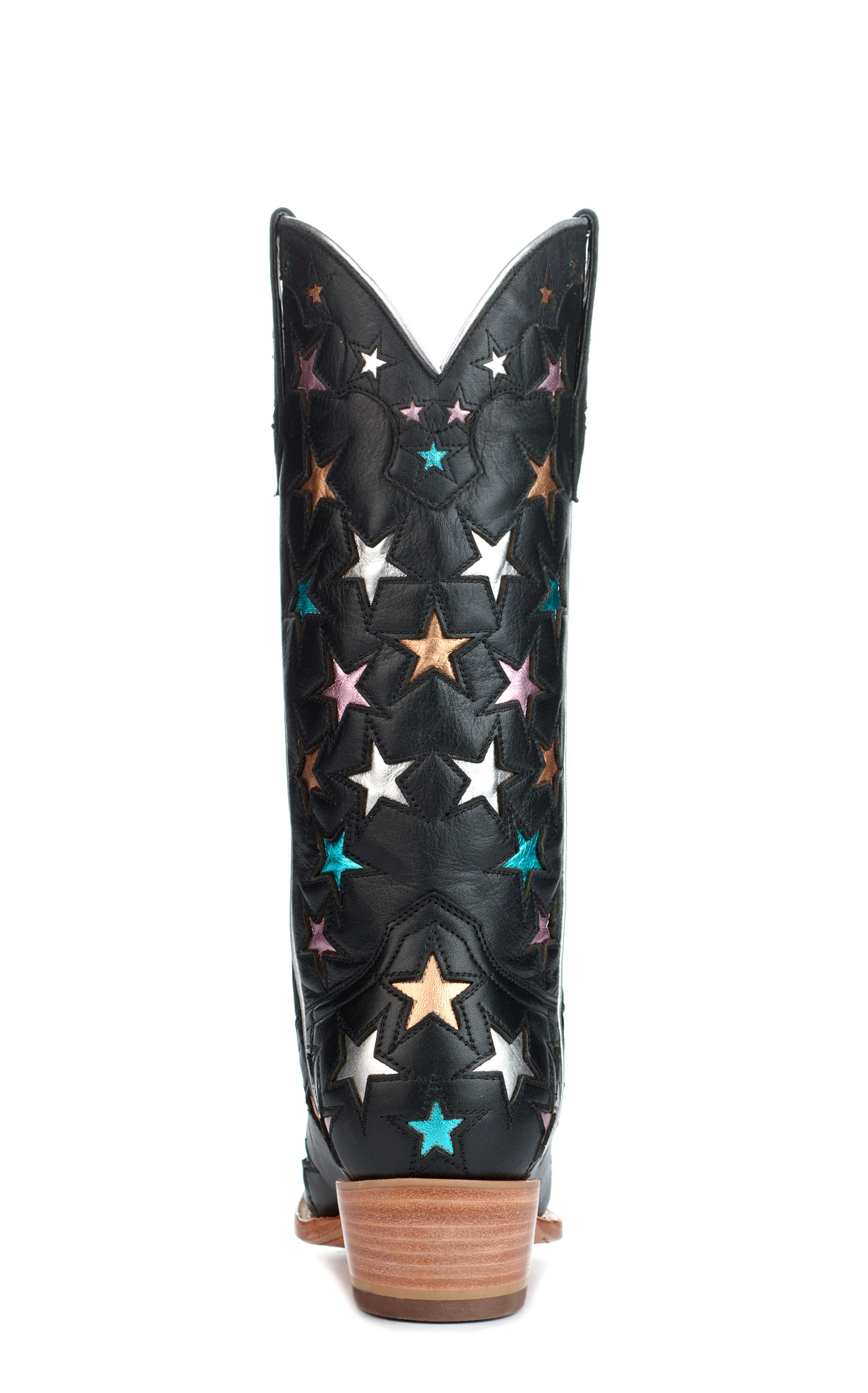 Black Star Women's Houston Black with Metallic Star Inlays Snip Toe Cowboy Boots - Image 1