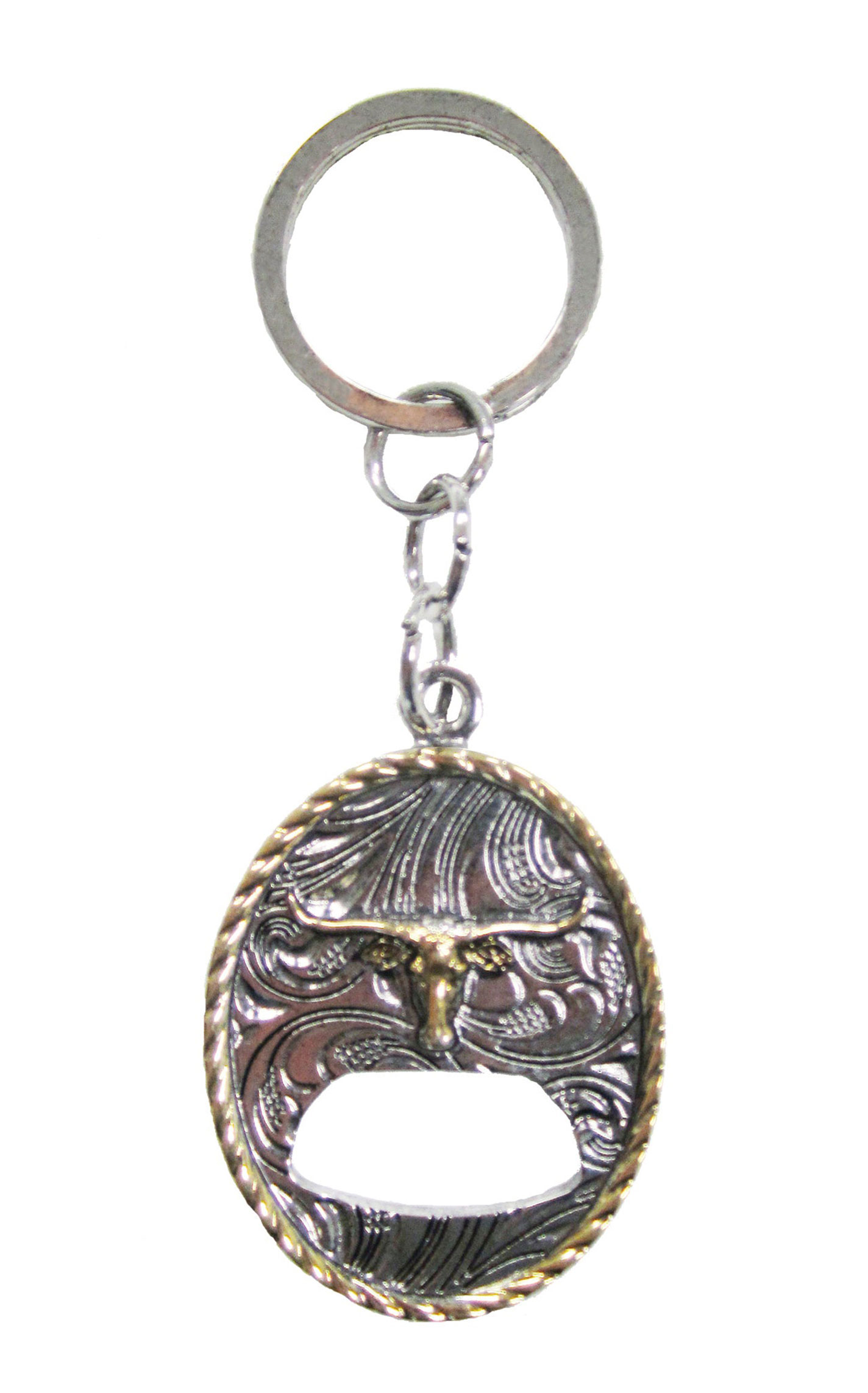 AndWest Silver & Gold Longhorn Bottle Opener Keychain  - Image 1