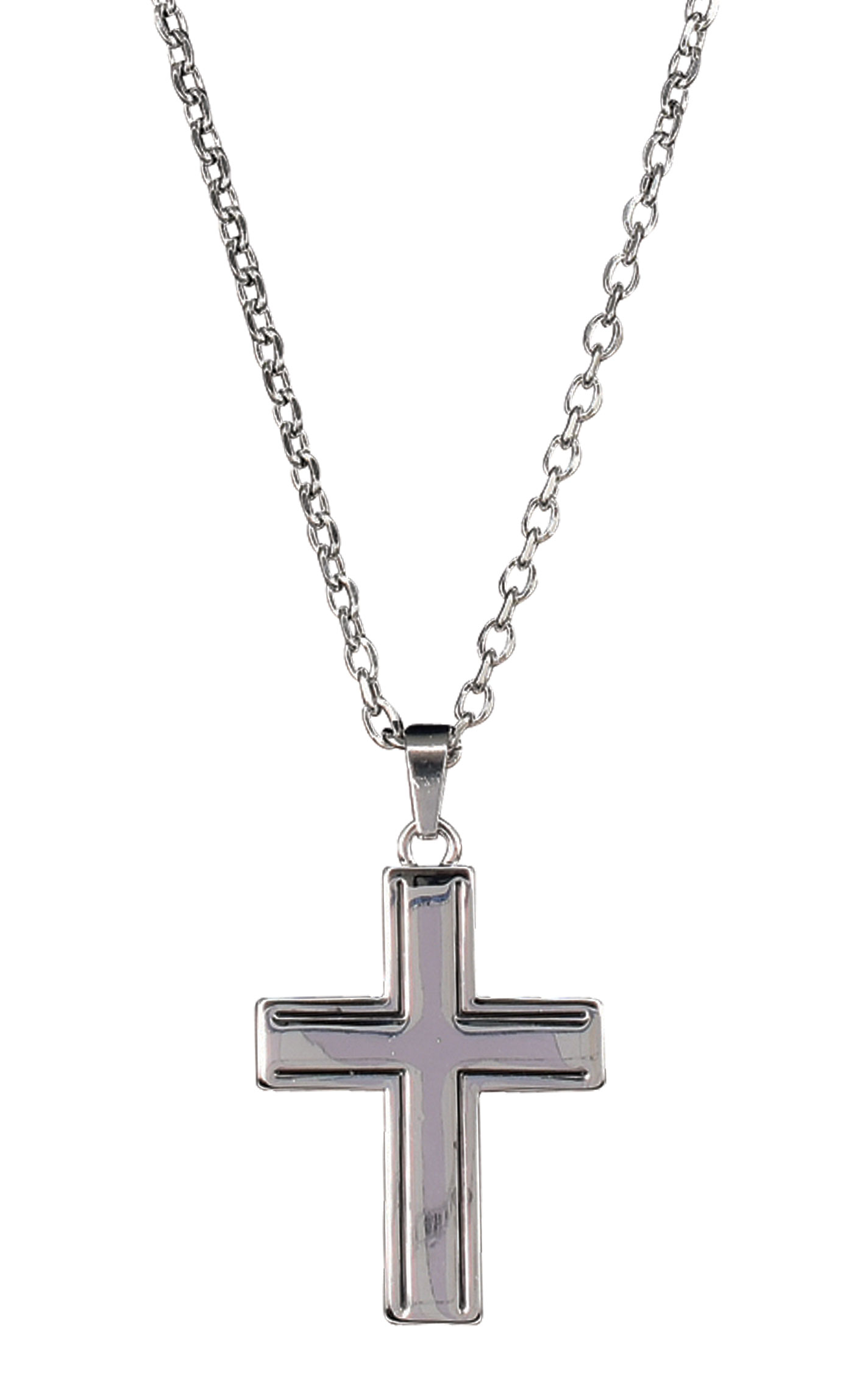 Justin Men's Silver Enameled Mexican Flag Cross Necklace - Image 1