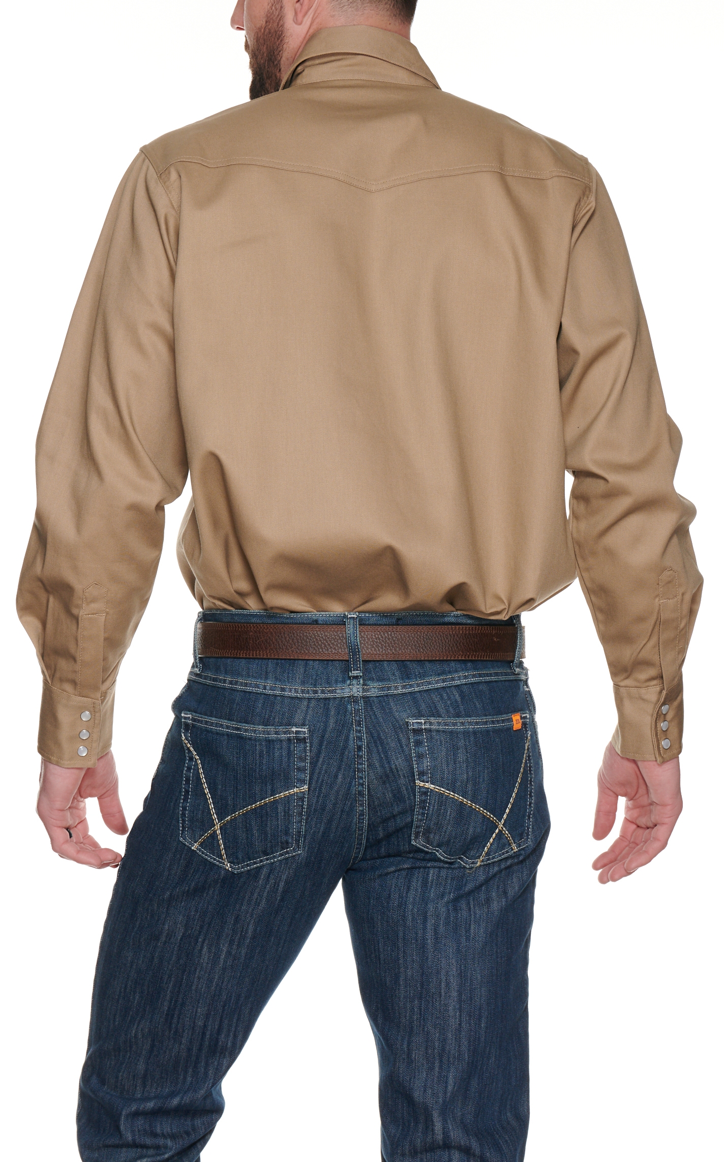 Forge Workwear FR Men's Khaki Long Sleeve Work Shirt - Image 1