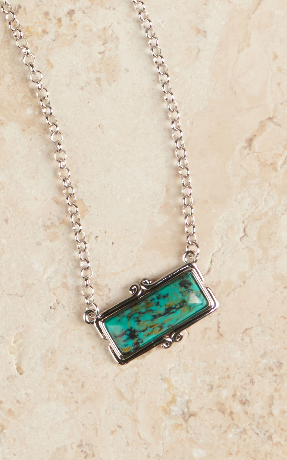 Montana Silversmiths Silver with Turquoise Looking Glass Necklace - Image 1