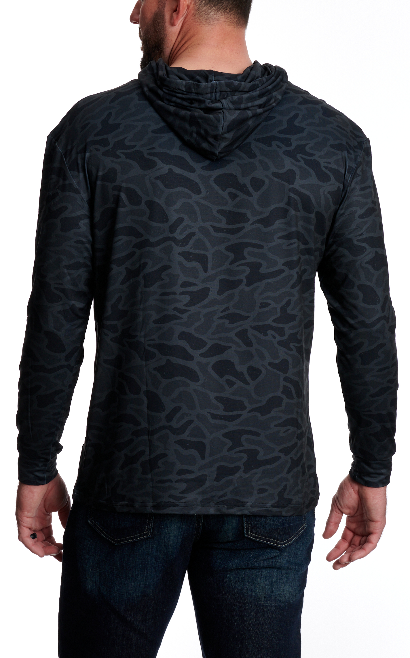 BURLEBO Men's Black Camo Performance Hoodie - Image 2