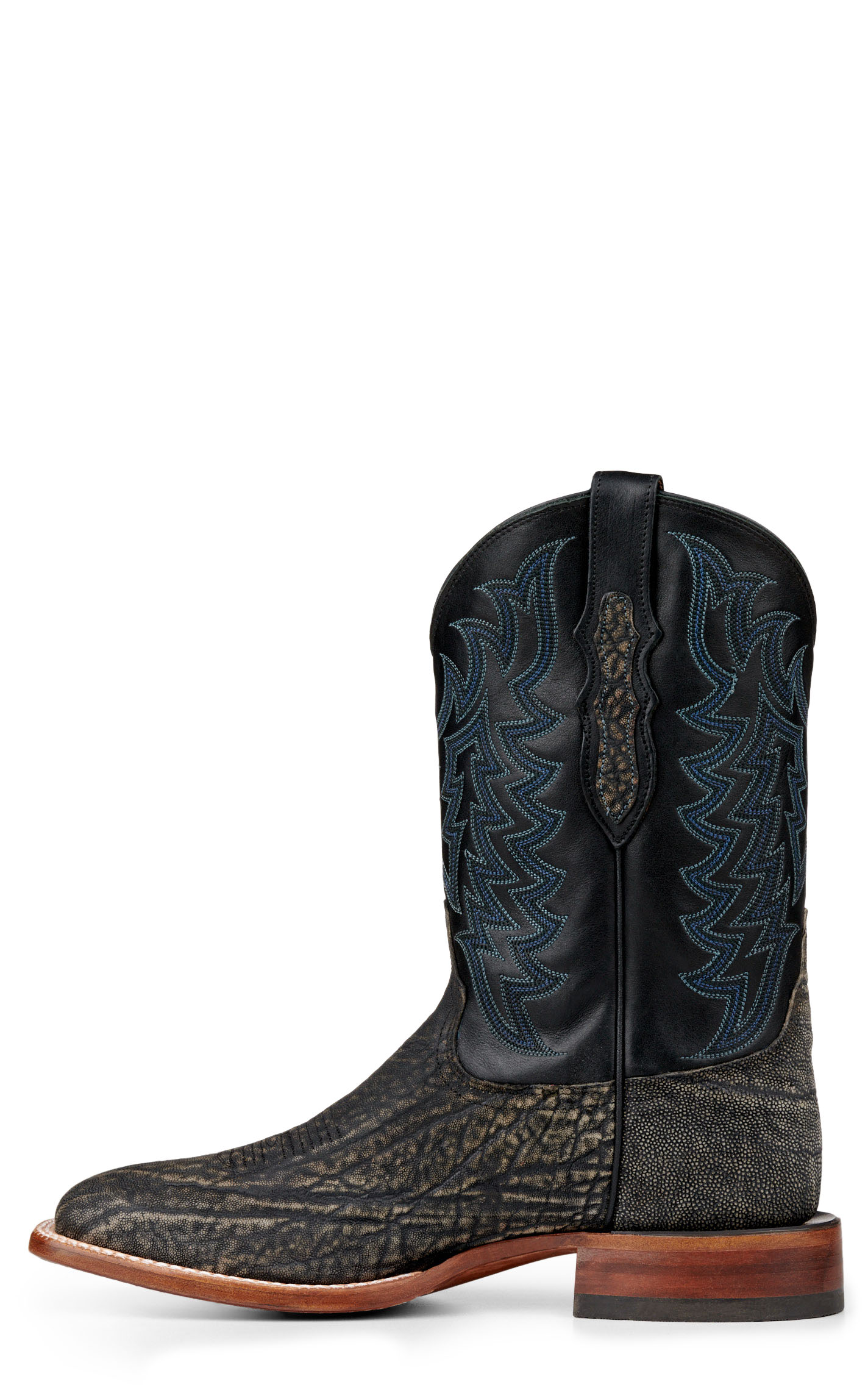 Tony Lama Men's Black and Safari Gray Elephant Wide Square Toe Exotic Cowboy Boots - Cavender's Exclusive - Image 1