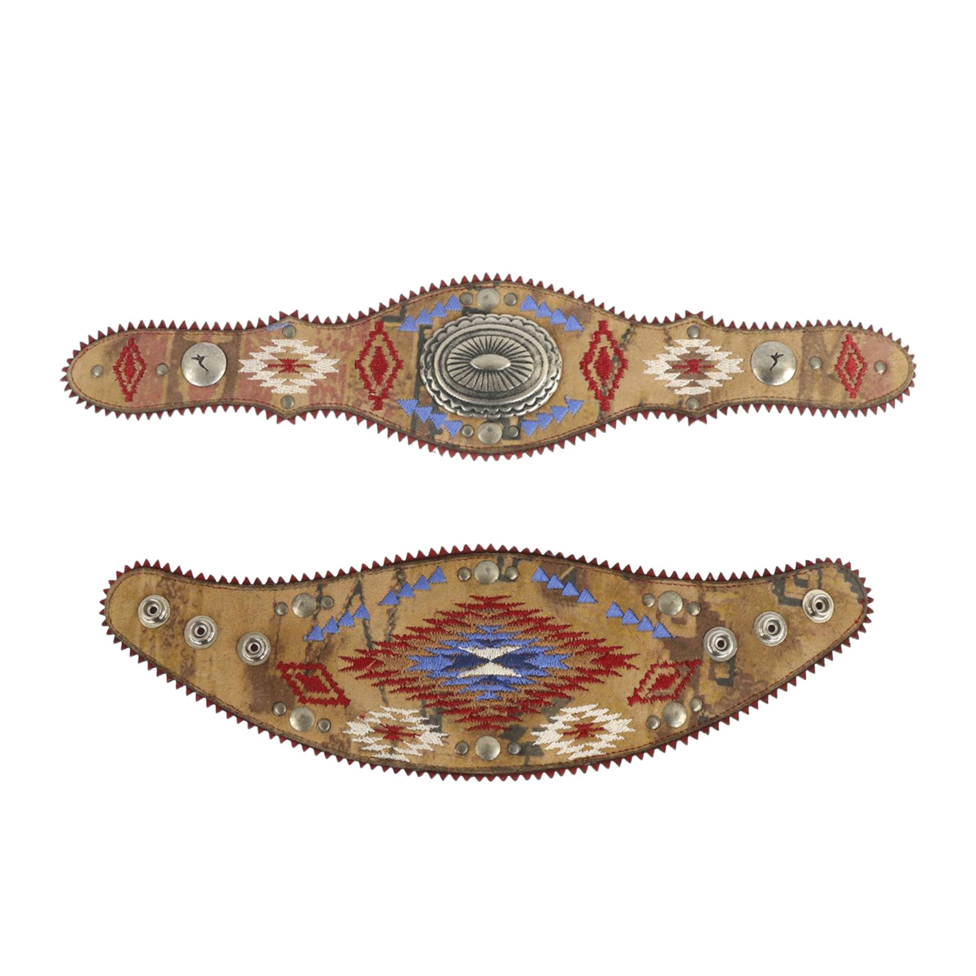 Agave Blue Brown Aztec & Concho Embroidered Boot Lassos - Image 1