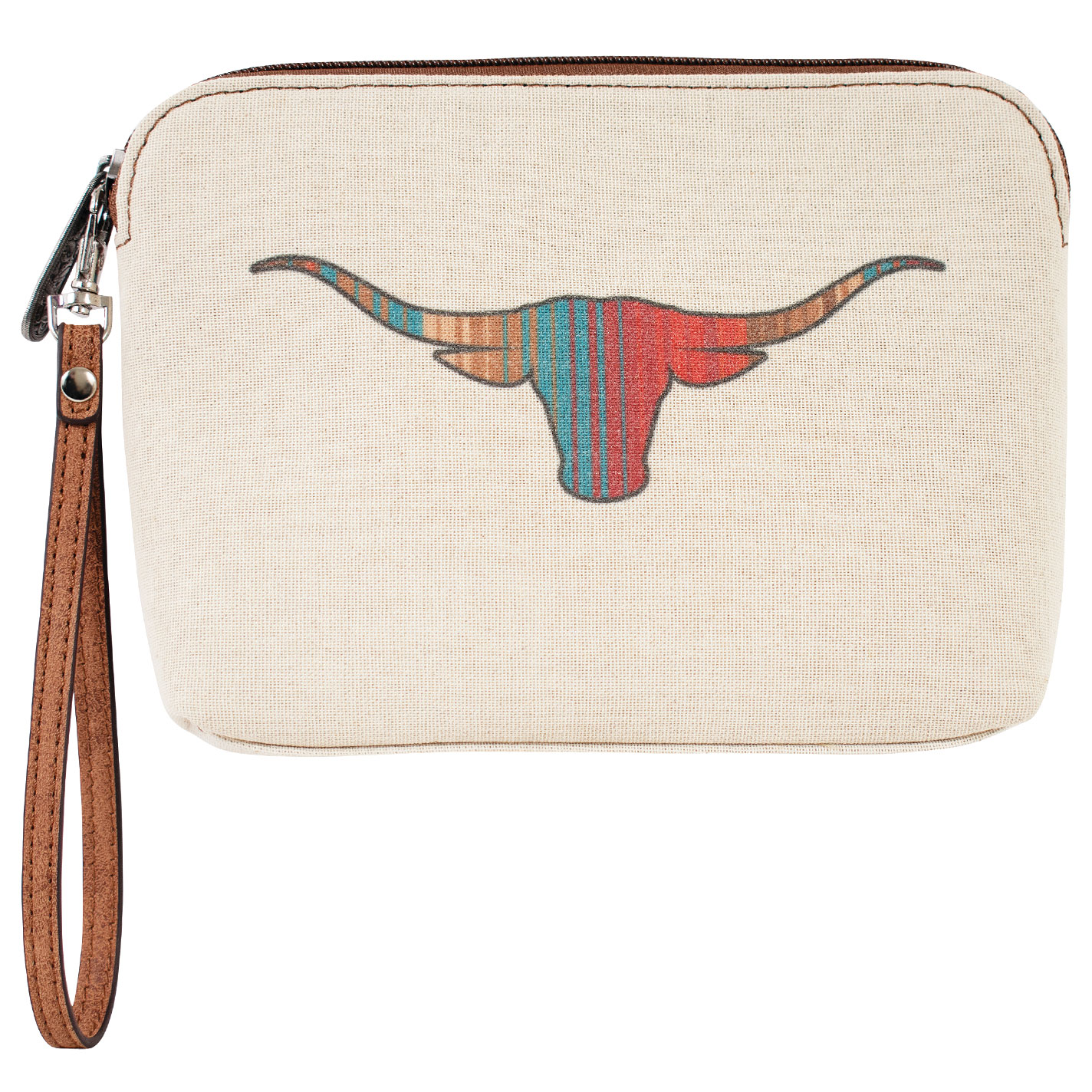 Justin Ivory Serape Longhorn Cosmetic Pouch - Image 1