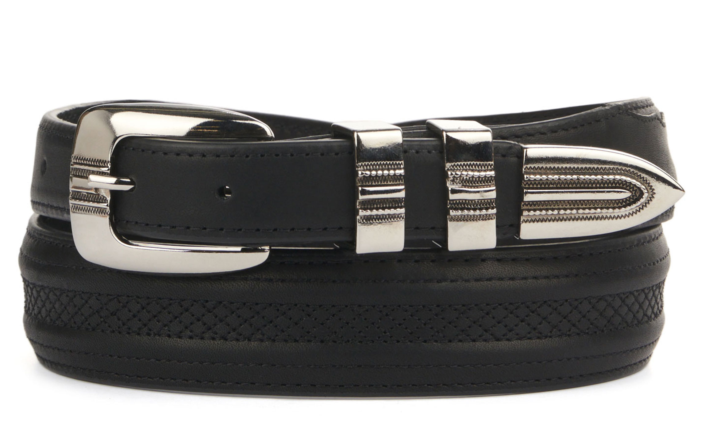 Cavender's Men's Black Leather Ranchhand Tapped Western Belt - Image 1