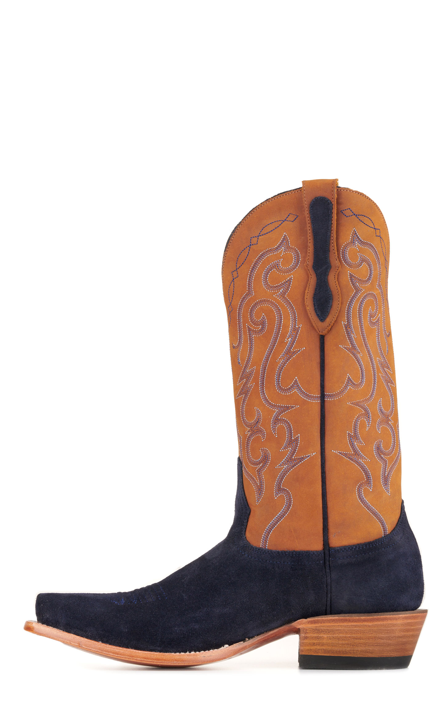 Cavender's Men's Indigo Blue Roughout and Rust Punchy Square Toe Cowboy Boots - Image 1