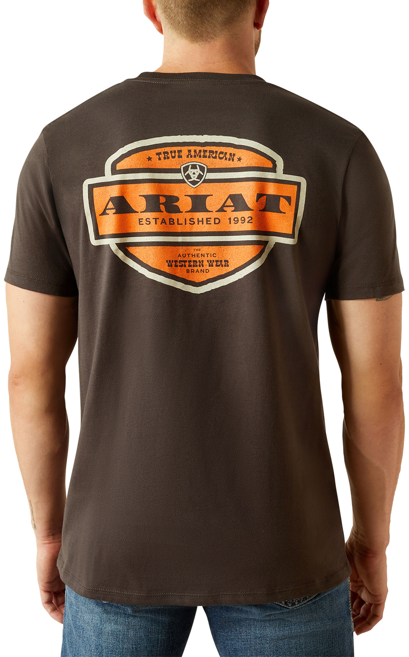 Ariat Men's Chocolate & Tangerine Geo Western Shirt - Image 1