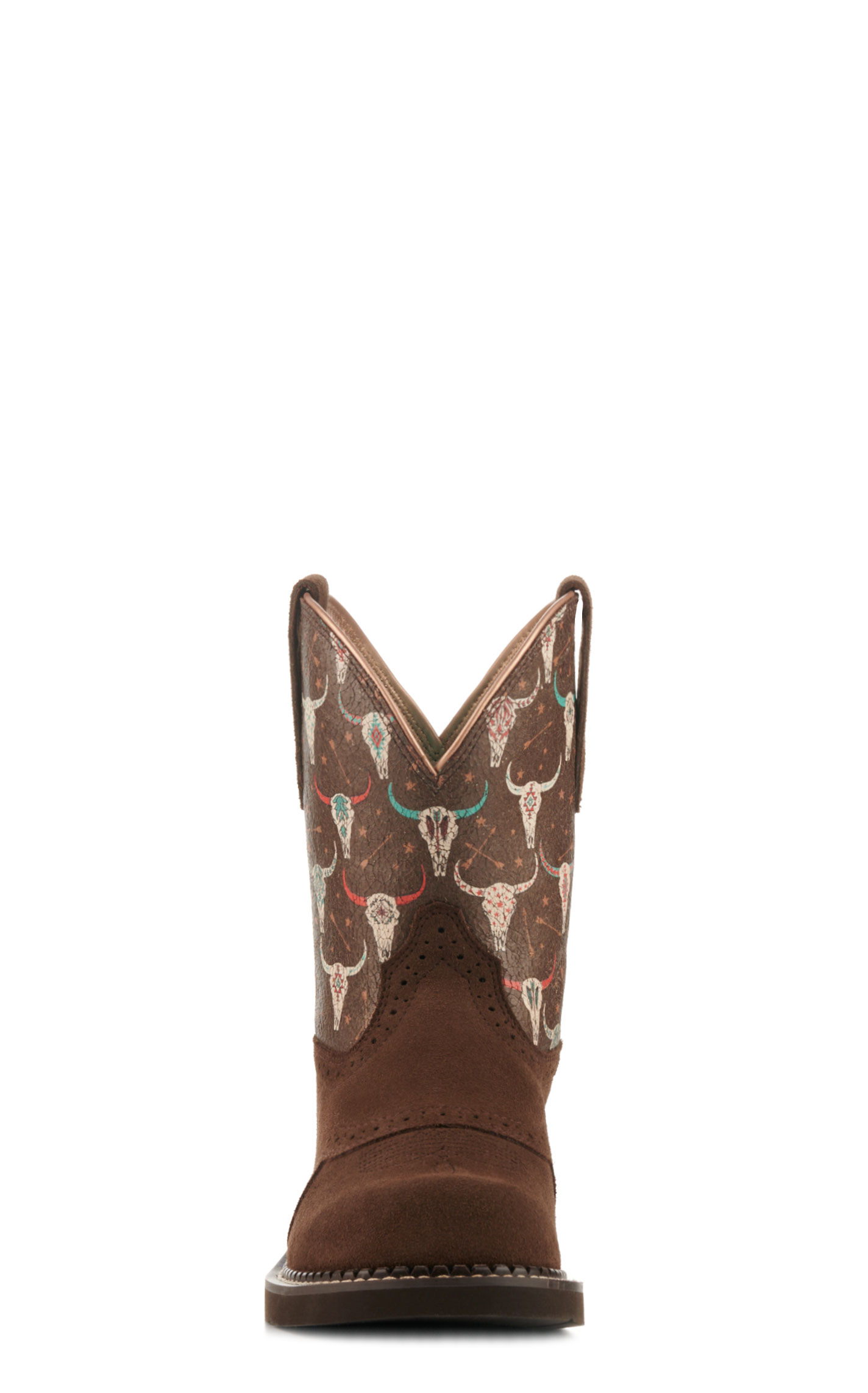 Ariat Women's Fatbaby Heritage Farrah Brown and Boho Skull Print Round Toe Cowboy Boots - Image 1