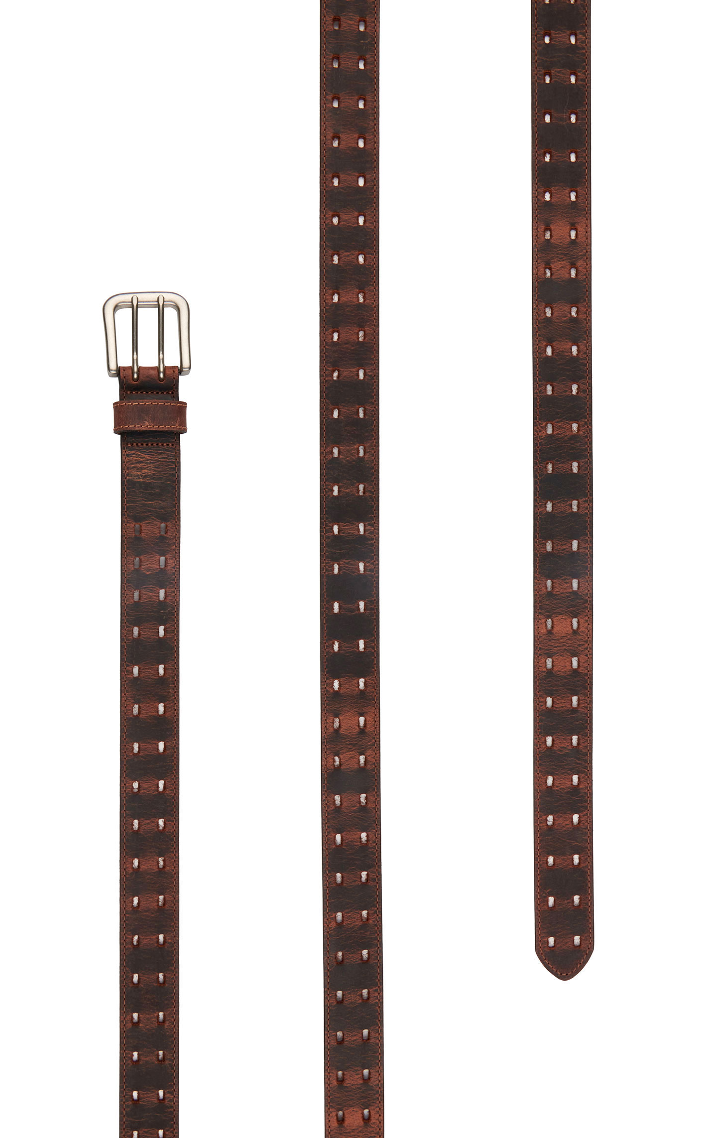 AndWest Men's Tan Double Perforated Leather Western Belt - Image 1