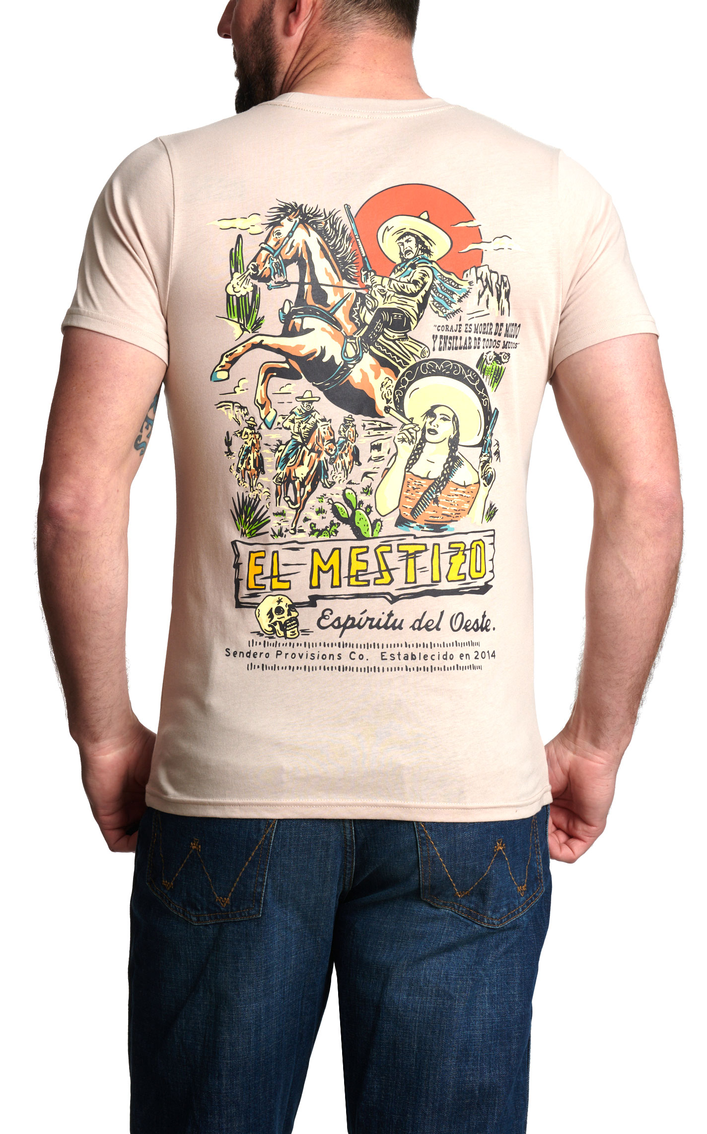 Sendero Provisions Co. Men's Sand El Mestizo Logo Graphic T-Shirt - Image 1