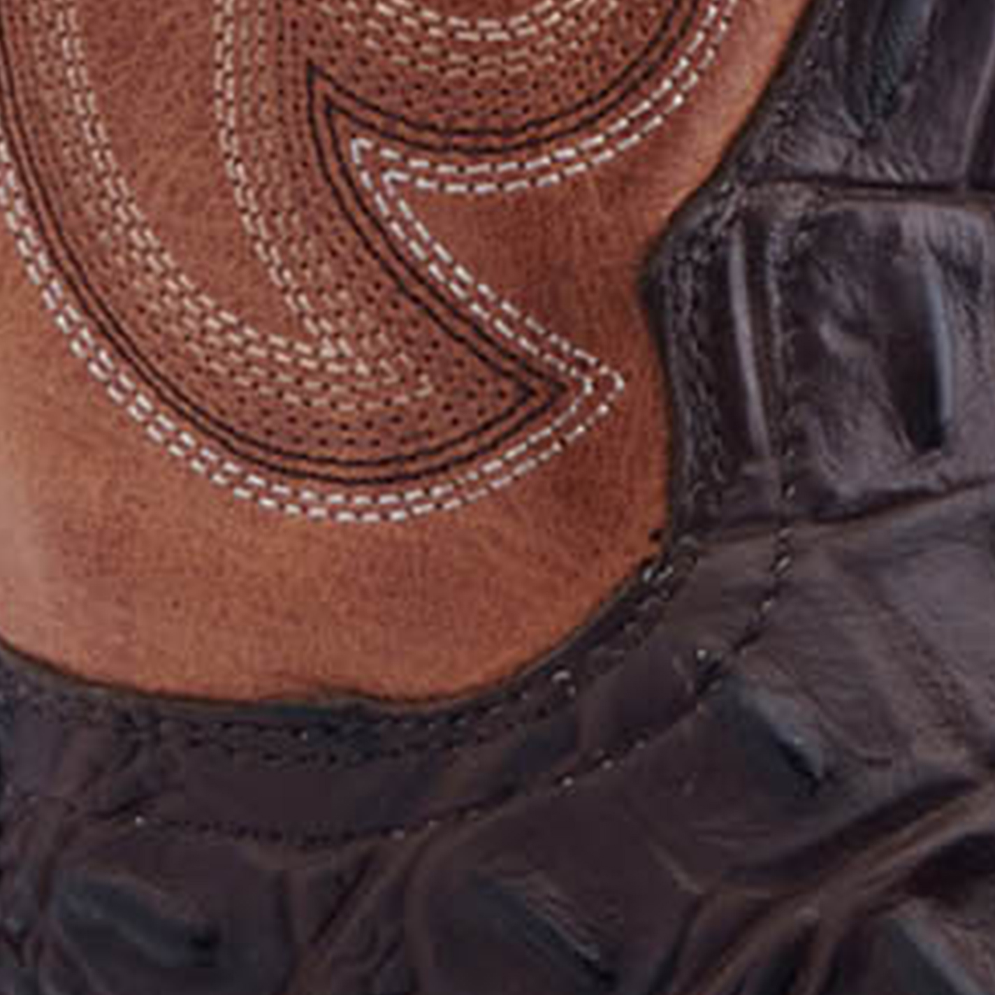 Cavender's Men's Intrepid Chocolate Hornback Alligator Print Wide Square Toe Cowboy Boot - Image 1