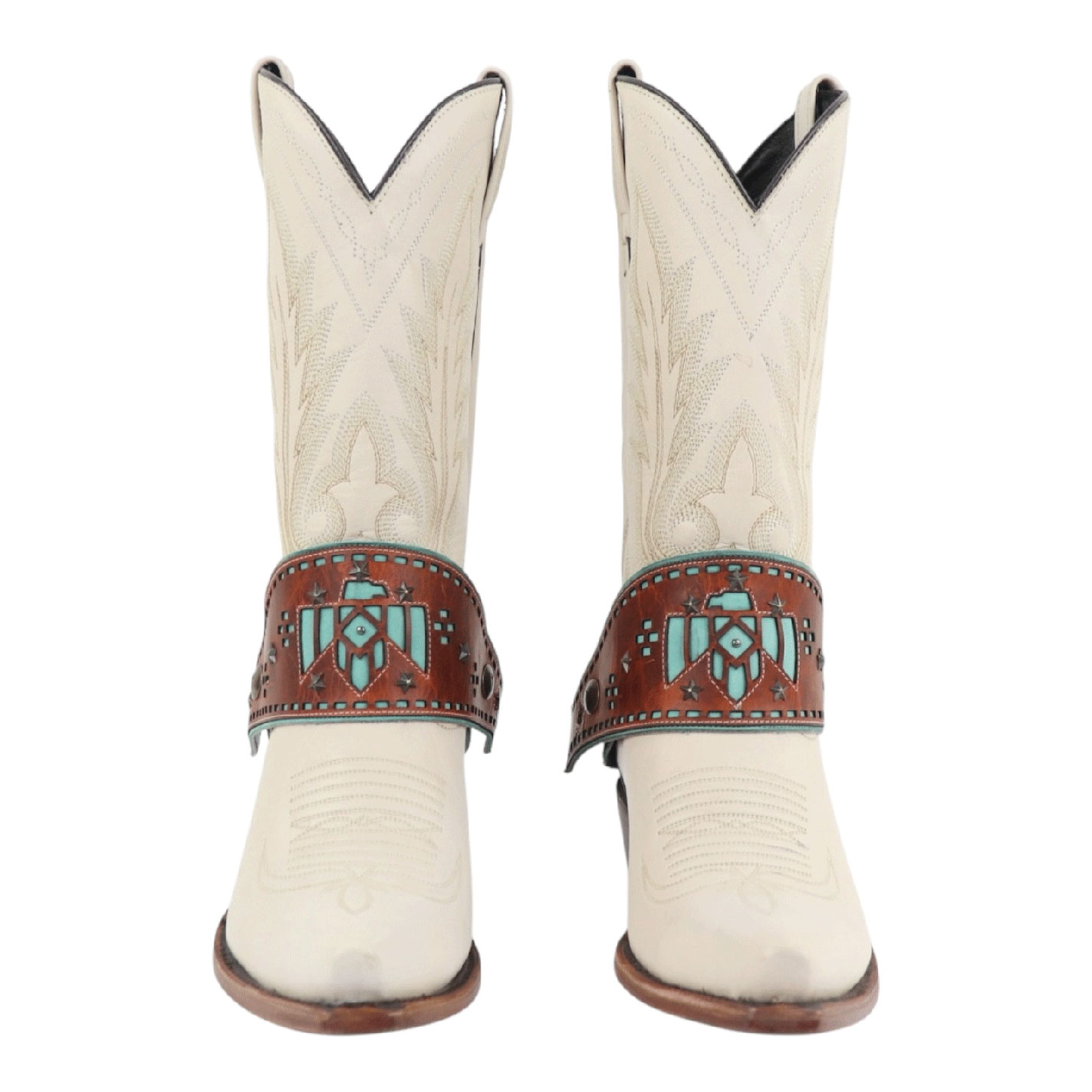 Agave Blue Brown Thunderbird Cutout Boot Lassos - Image 1