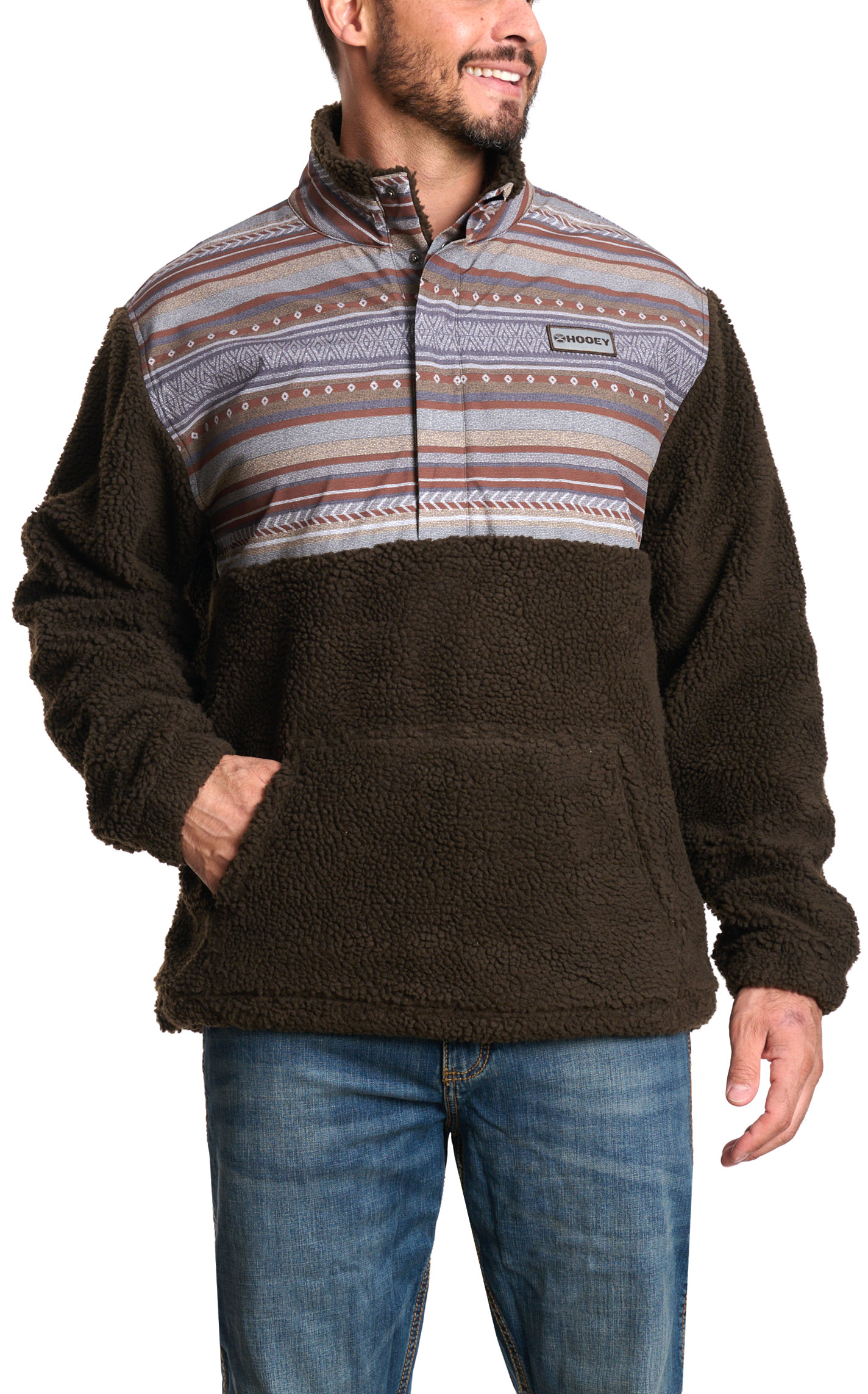 Hooey Men's Chocolate & Aztec Sherpa Pullover - Image 1