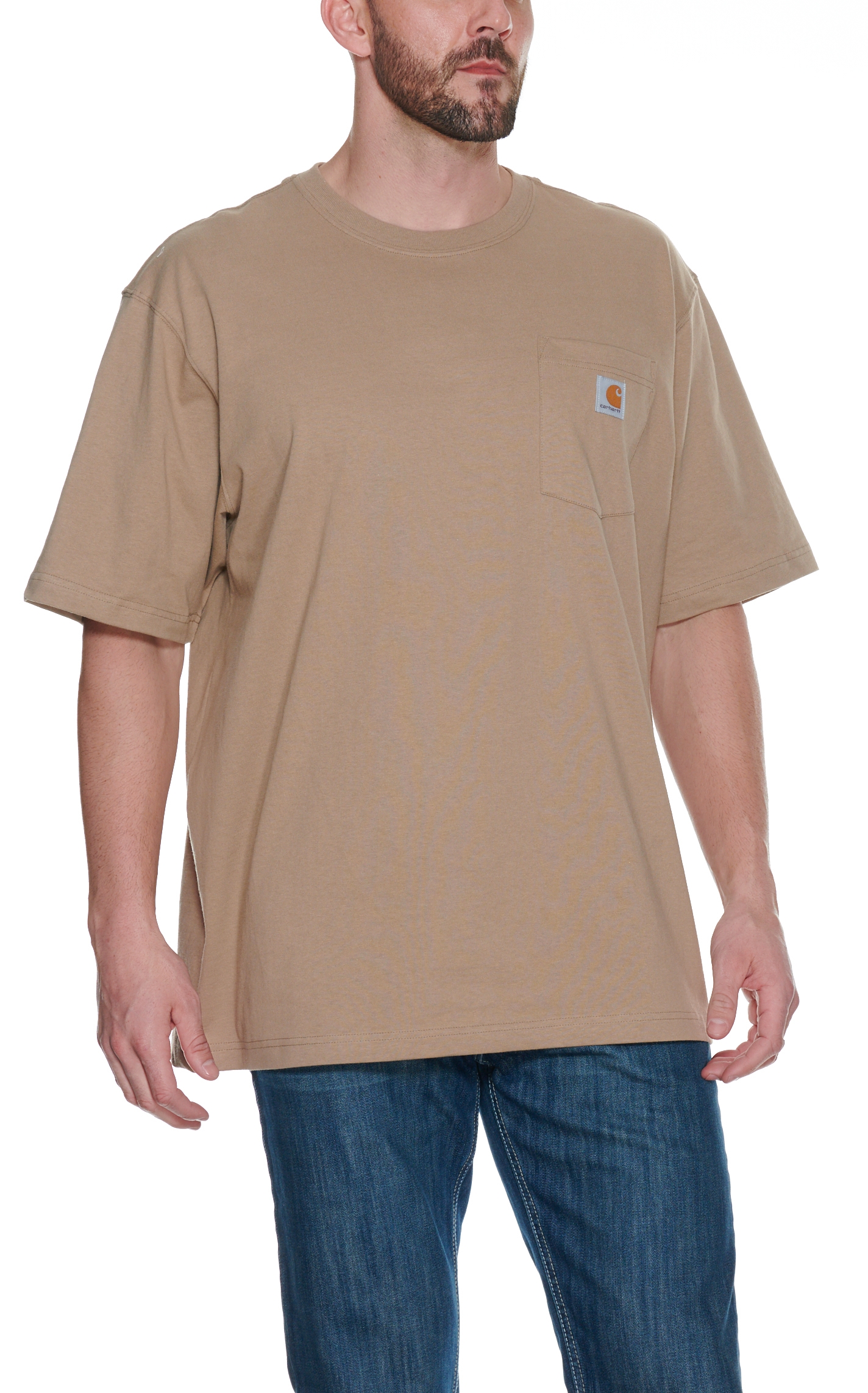 Carhartt Men's Desert Khaki Loose Fit Work T-Shirt - Image 3