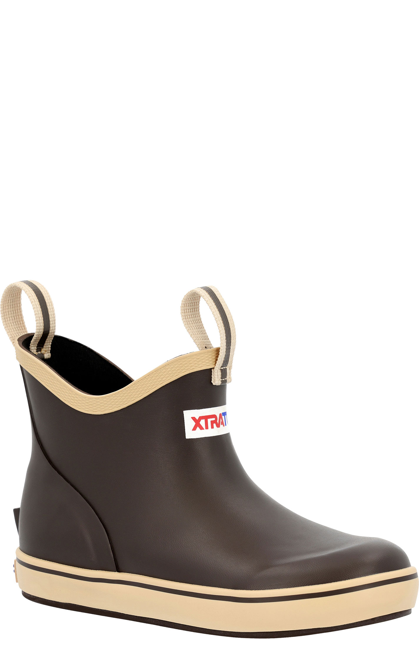 XTRATUF Kid’s Brown and Tan Ankle Deck Rubber Boots - Image 1