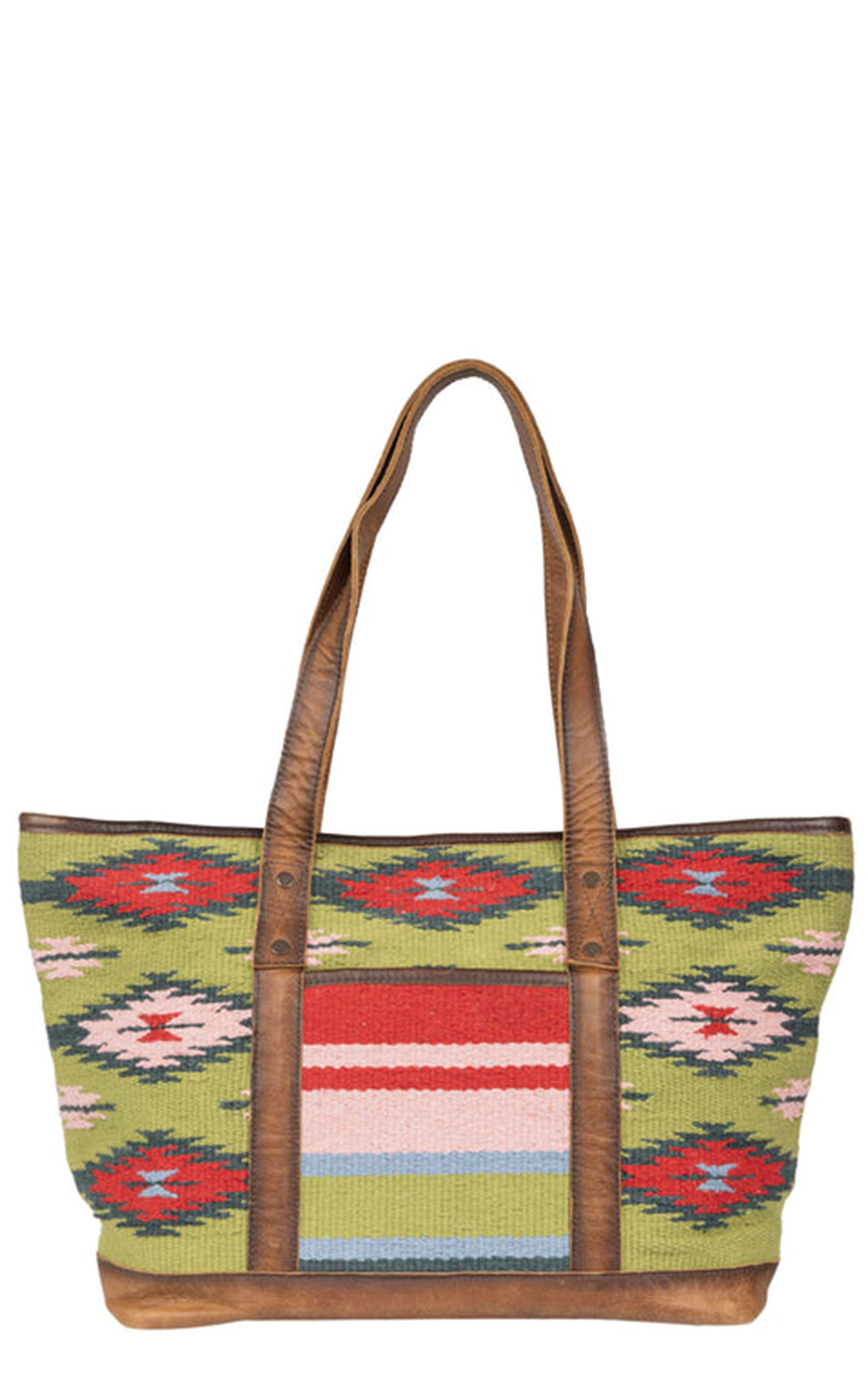STS Ranchwear Green & Red Aztec Baja Dreams Large Tote Bag - Image 1