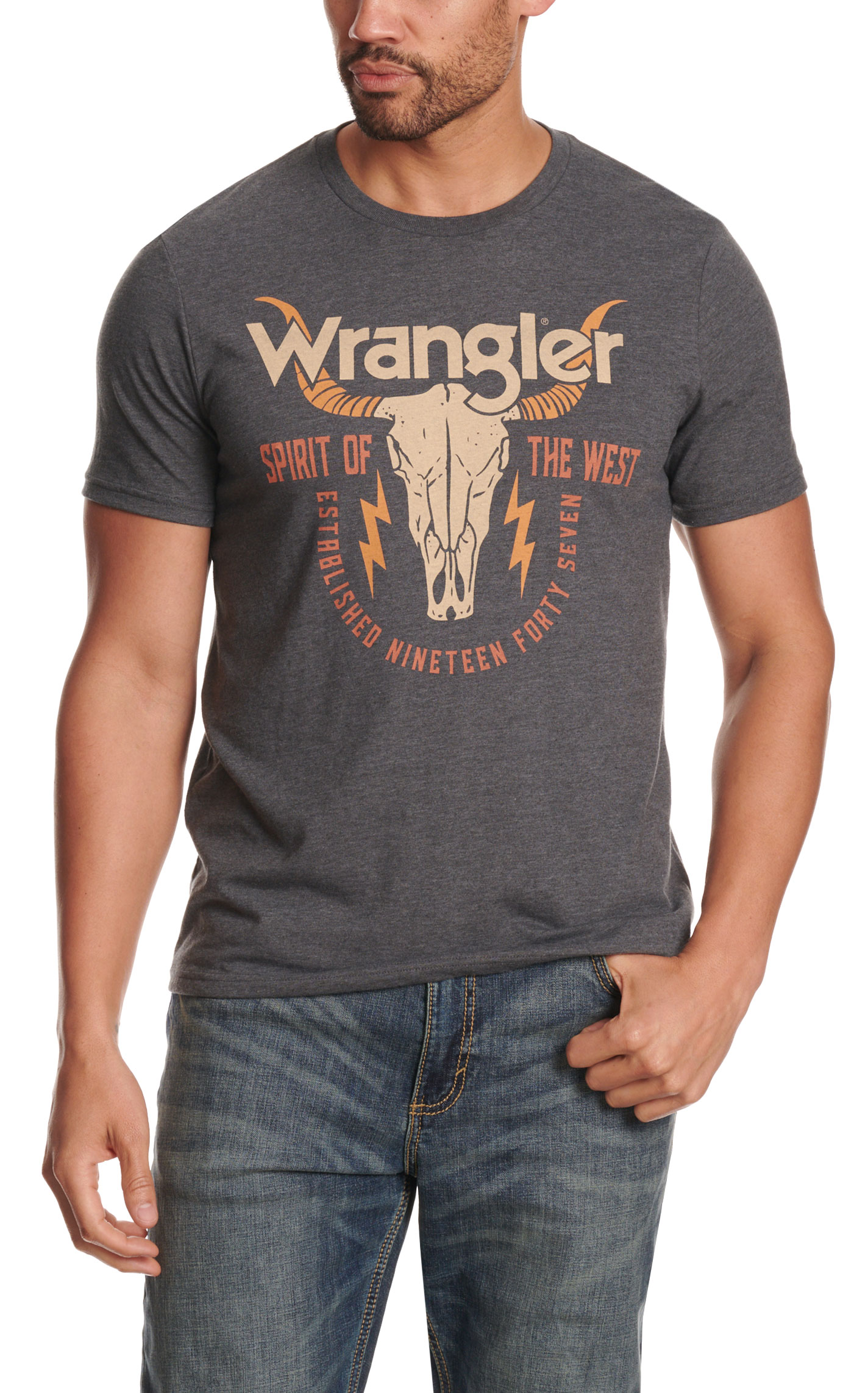 Wrangler Men's Spirit of the West Gray Graphic T-Shirt - Image 1